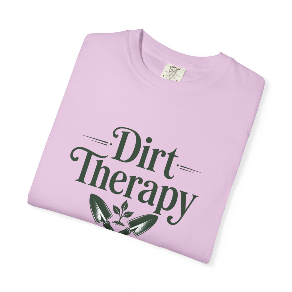 Dirt Therapy Garden T-Shirt — Gardener Shovel Floral Tee