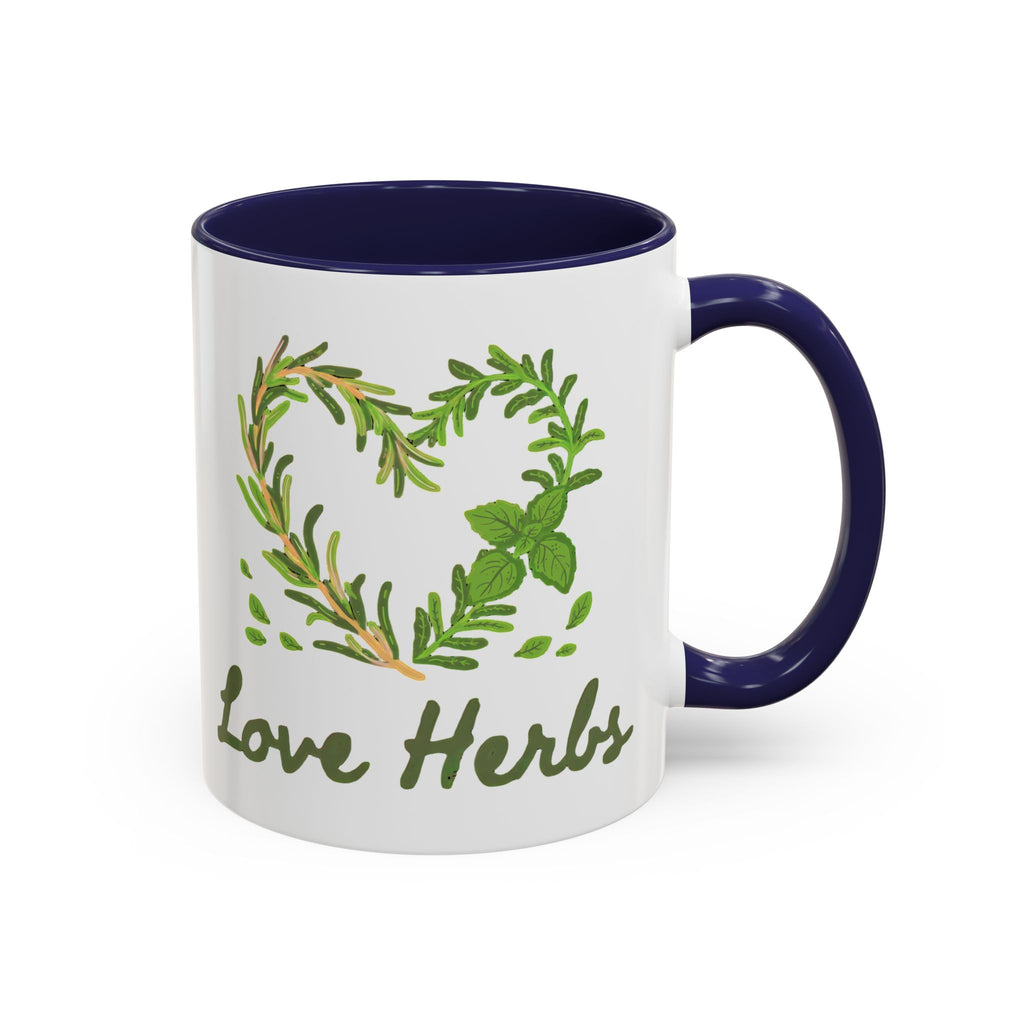 Herb Heart Accent Coffee Mug – “Love Herbs” Botanical Tea & Coffee Cup