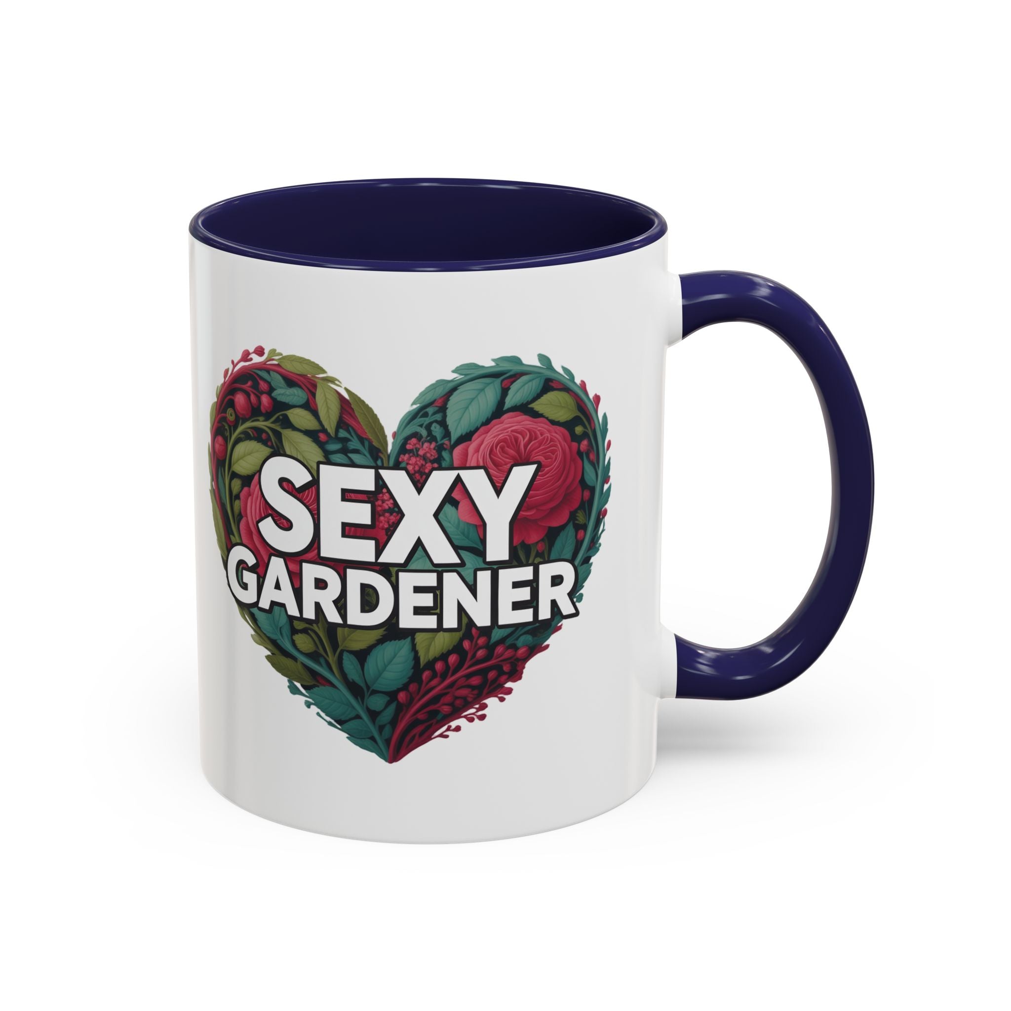 Sexy Gardener Accent Coffee Mug – Floral Heart Gardening Gift (11/15oz)
