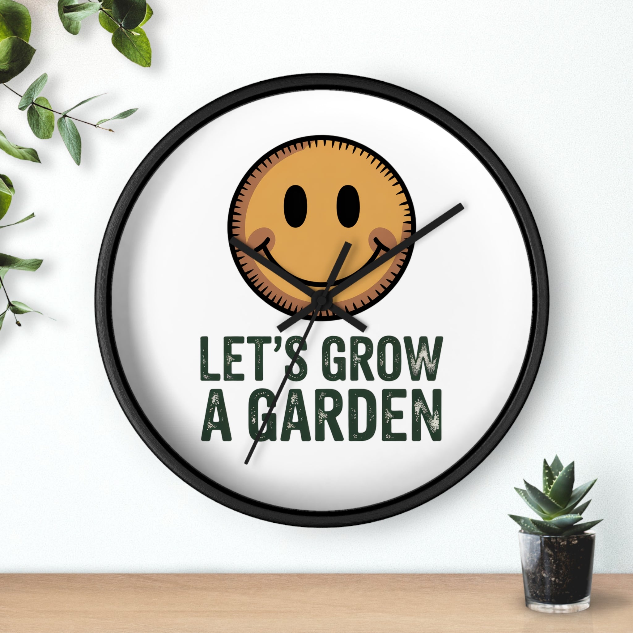 Garden Smile Wall Clock – "Let's Grow a Garden" Decorative Clock for Gardeners