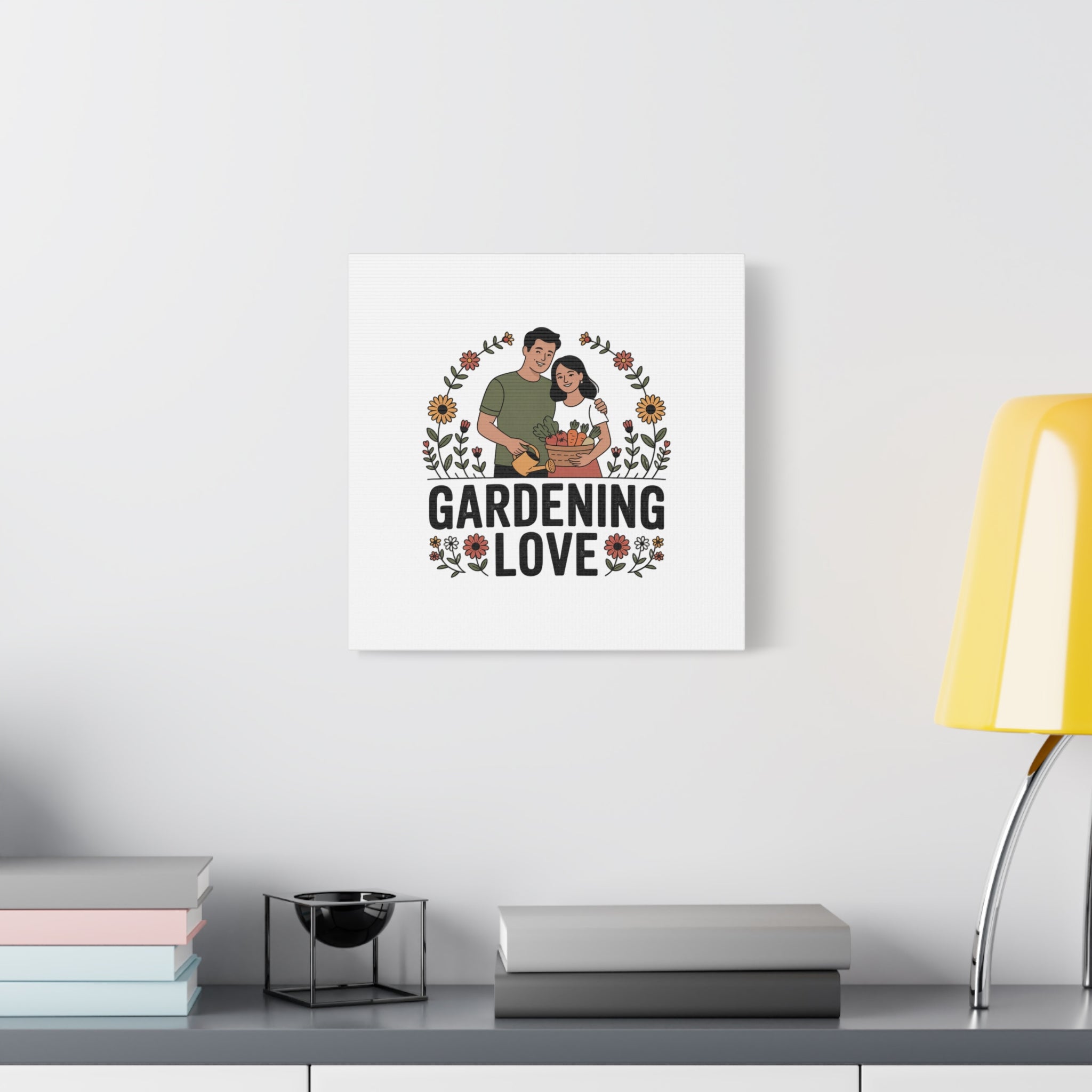 Gardening Love Canvas Print — Couple Gardening Wall Art