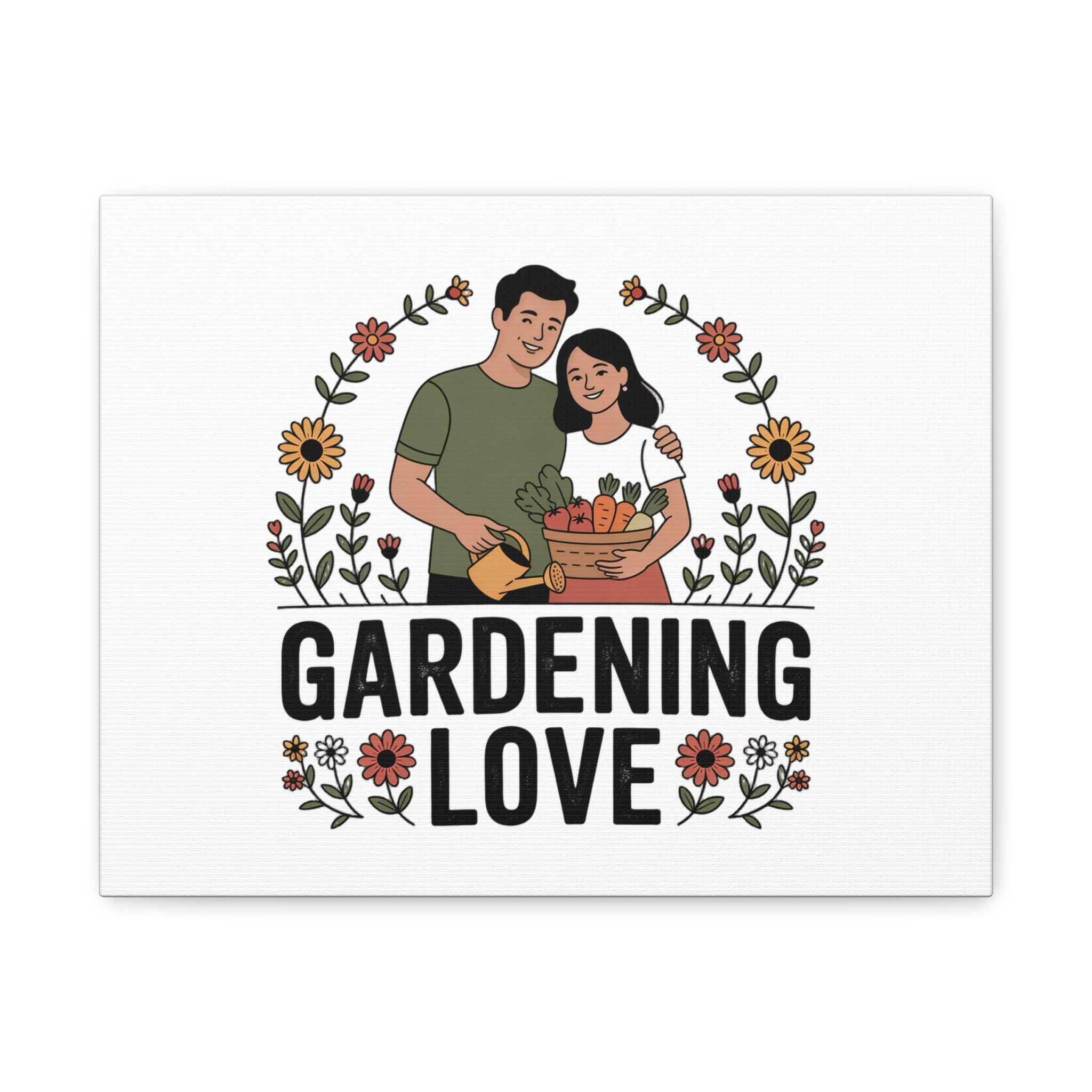 Gardening Love Canvas Print — Couple Gardening Wall Art