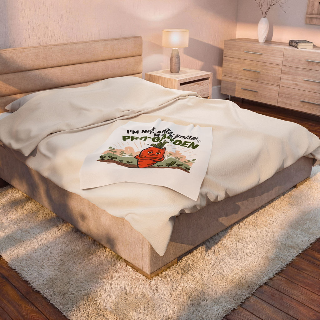 Velveteen Blanket — "I'm Not Anti-Social, I'm Just Pro-Garden" Cute Carrot Gardener Throw
