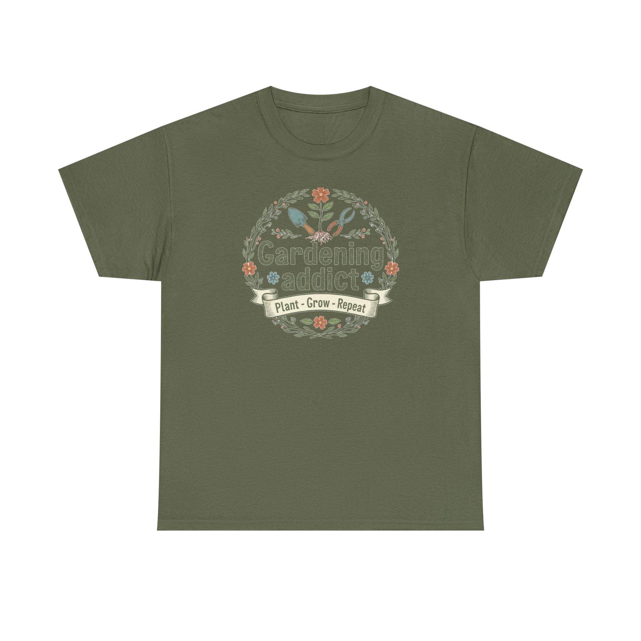 Gardening Addict T-Shirt — Plant Grow Repeat Floral Tee for Gardeners