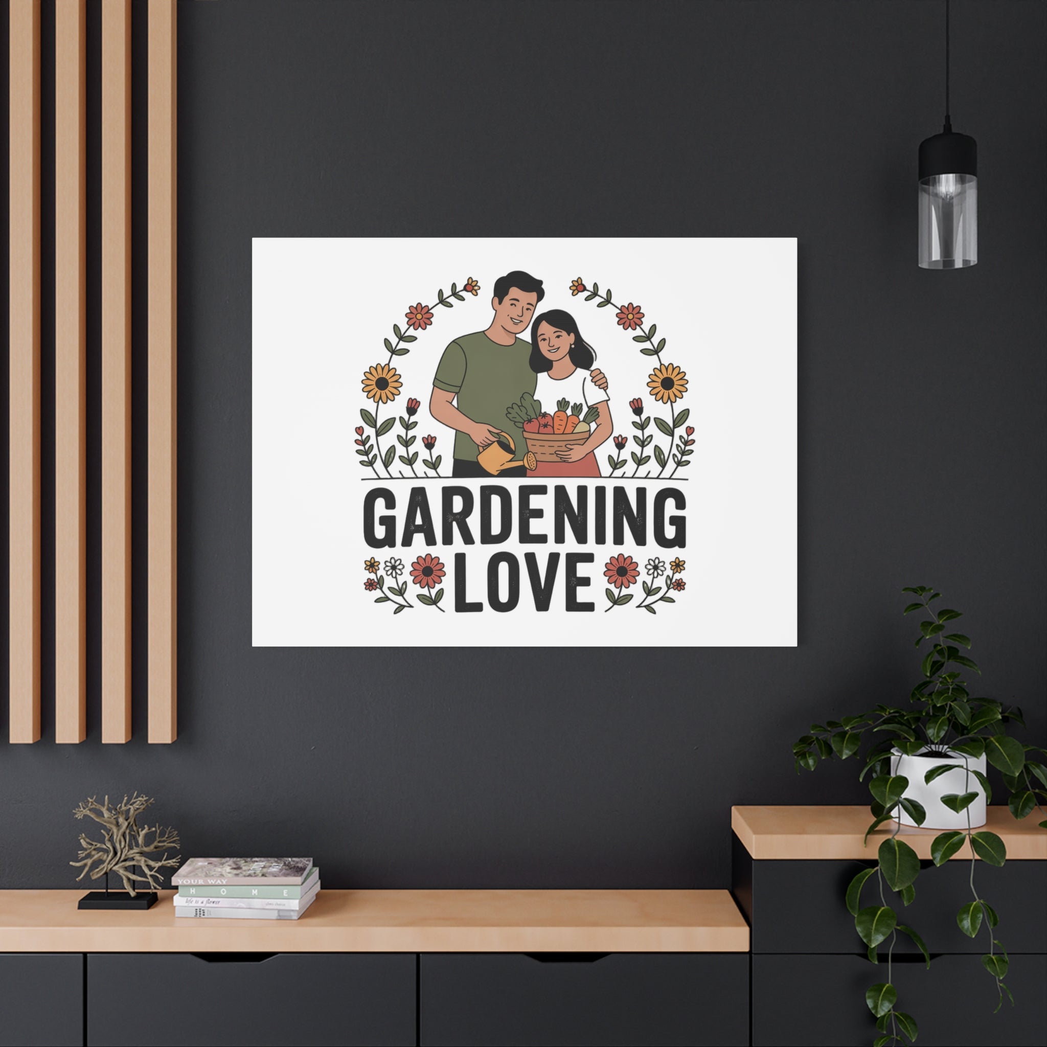 Gardening Love Canvas Print — Couple Gardening Wall Art