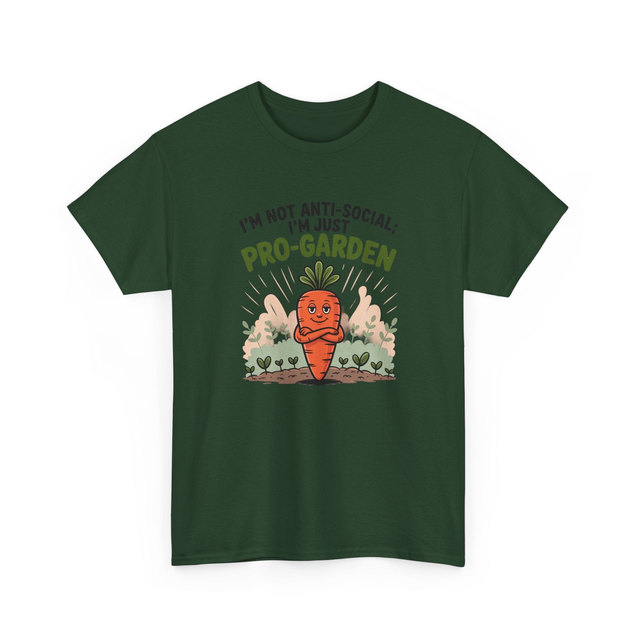 Garden Lover T‑Shirt — "I’m Not Anti-Social, I’m Just Pro-Garden" Cute Carrot Tee