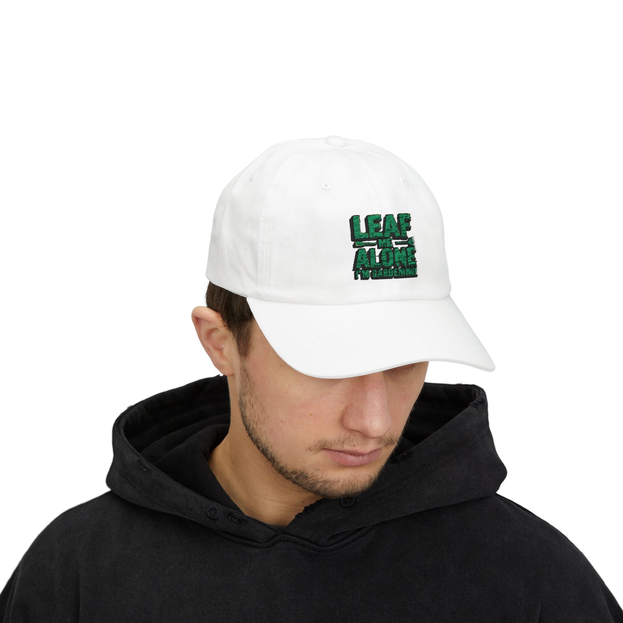 Dad Cap – "Leaf Me Alone" Gardening Hat (Funny Plant Lover Embroidered Cap)