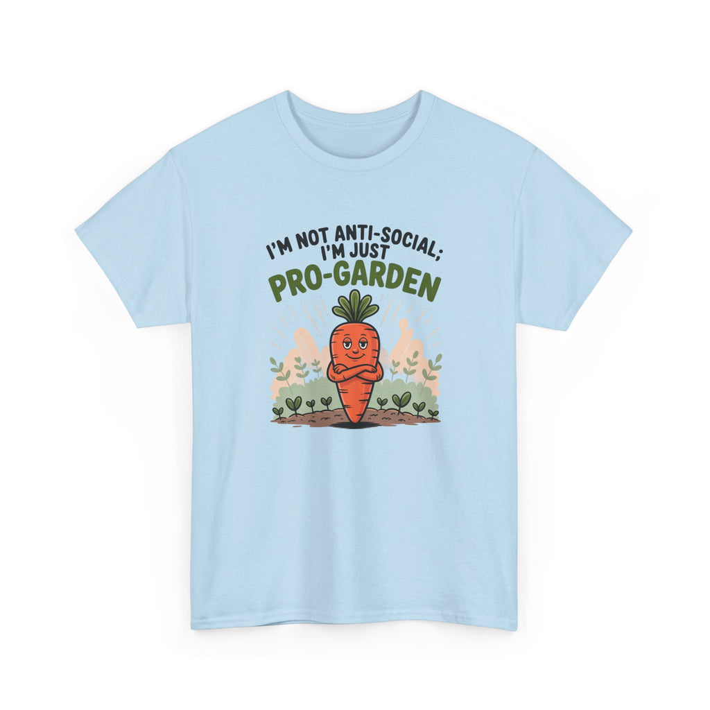 Garden Lover T‑Shirt — "I’m Not Anti-Social, I’m Just Pro-Garden" Cute Carrot Tee