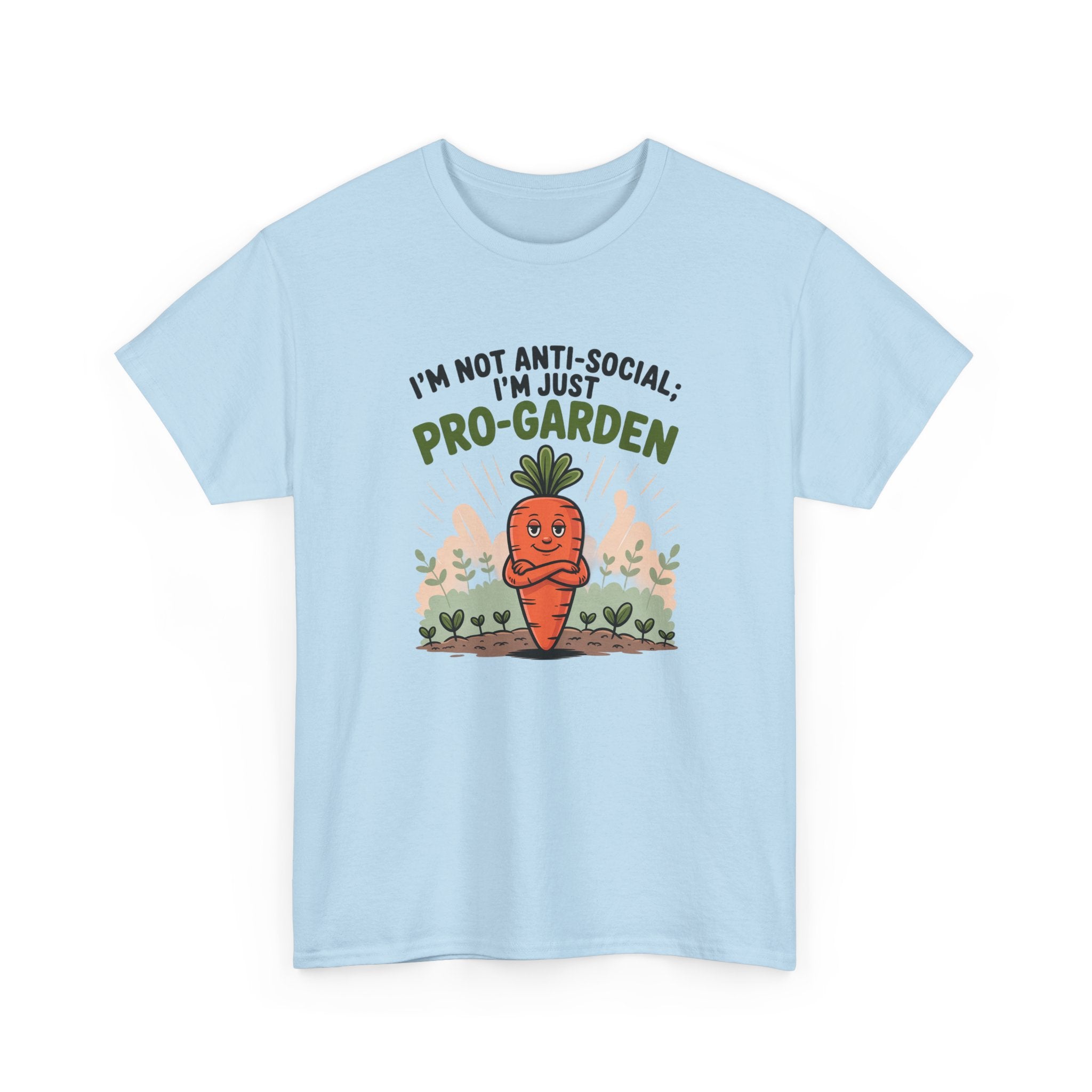 Garden Lover T‑Shirt — "I’m Not Anti-Social, I’m Just Pro-Garden" Cute Carrot Tee