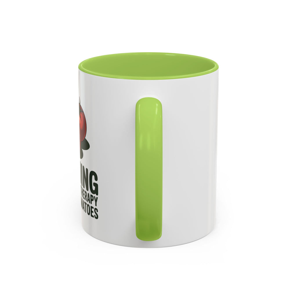 Gardening Coffee Mug – “Gardening Is Cheaper Than Therapy and You Get Tomatoes” Accent Mug