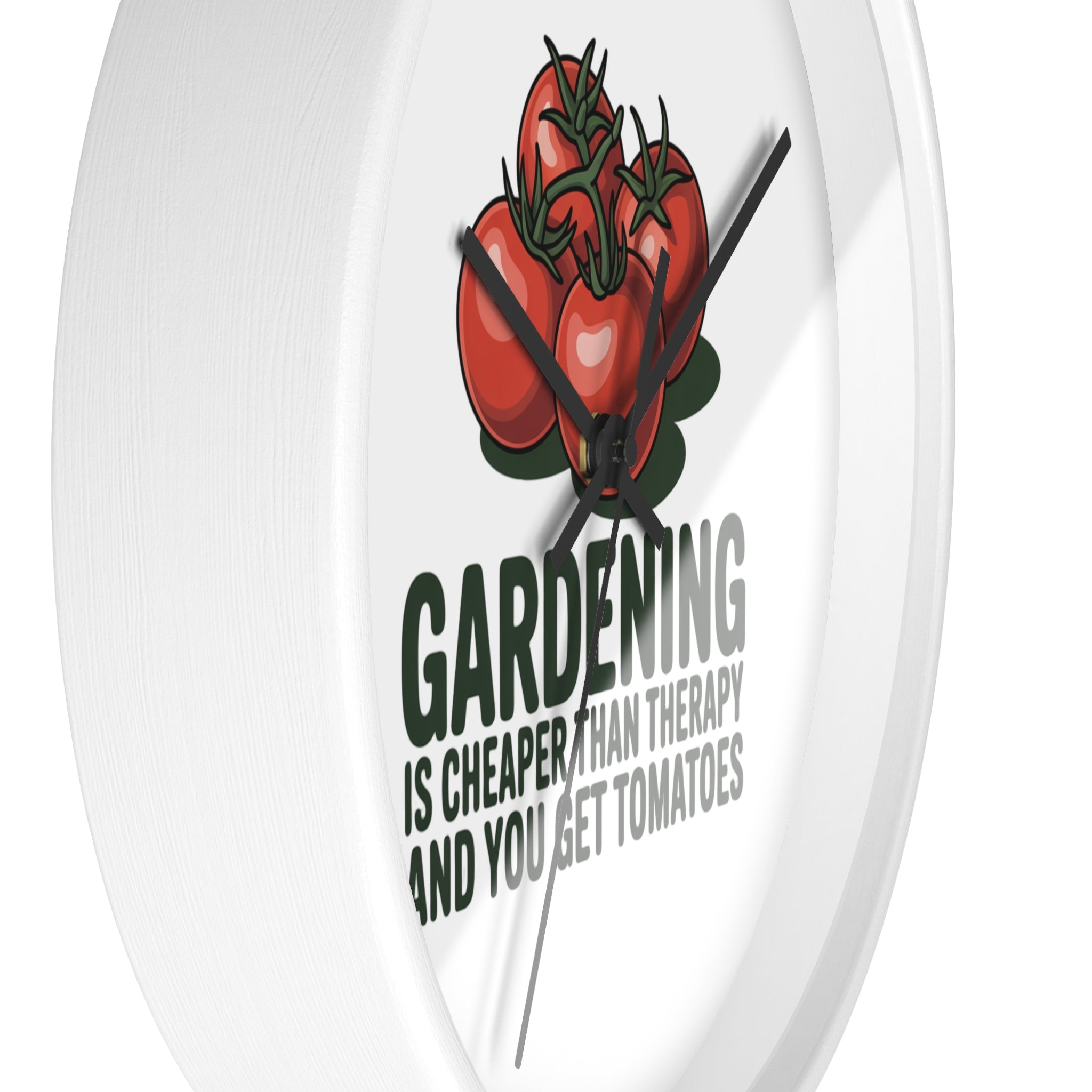 Gardening Wall Clock — "Gardening is Cheaper Than Therapy and You Get Tomatoes" Decorative Clock for Gardeners