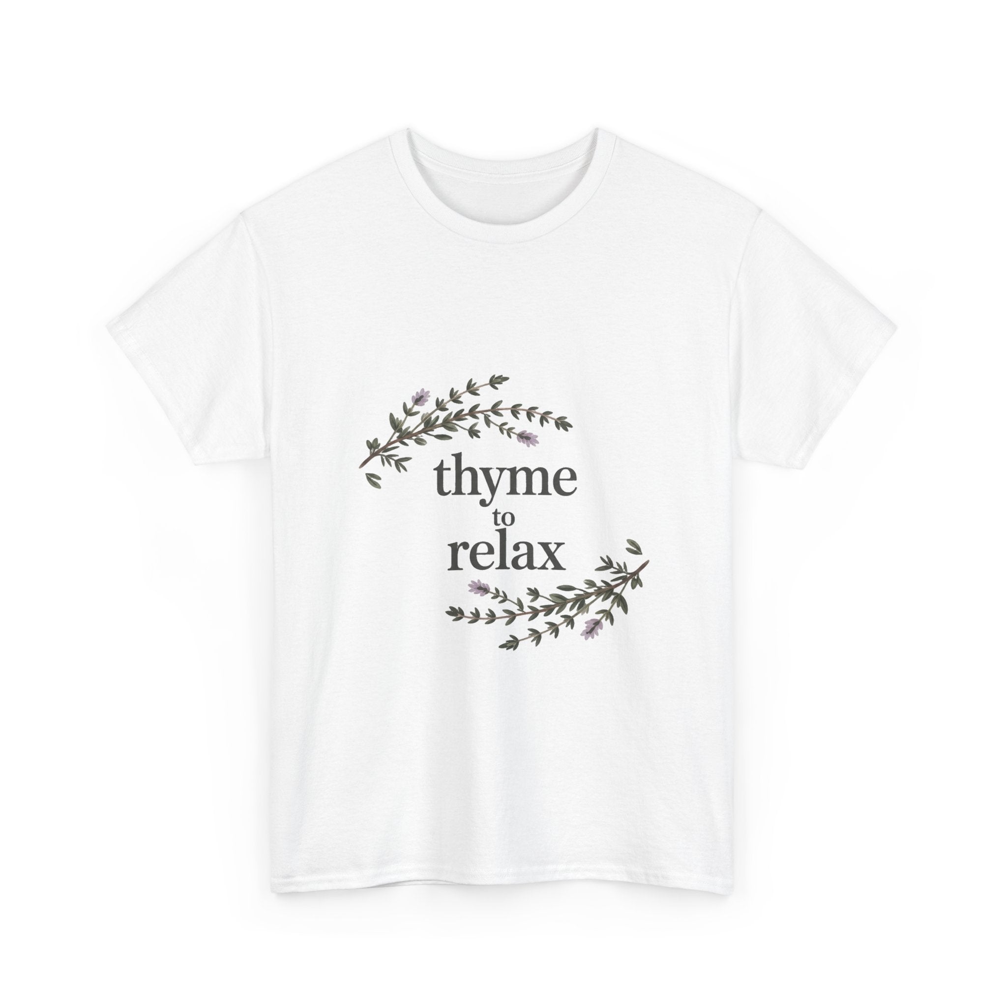 Relax Tee — “Thyme to Relax” Herbal Floral Graphic T-Shirt
