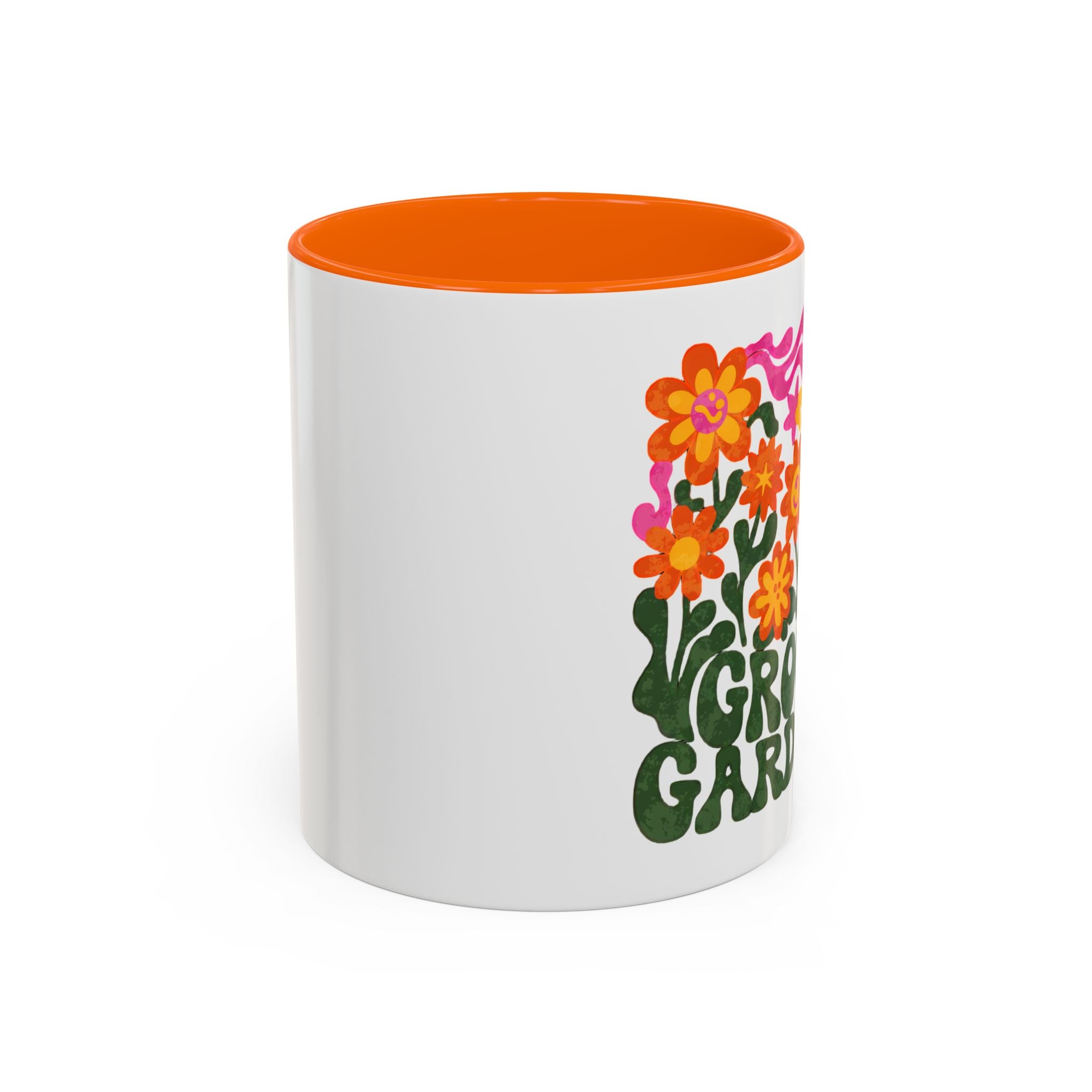 Groovy Gardener Accent Coffee Mug — Retro Floral Plant Lover Gift