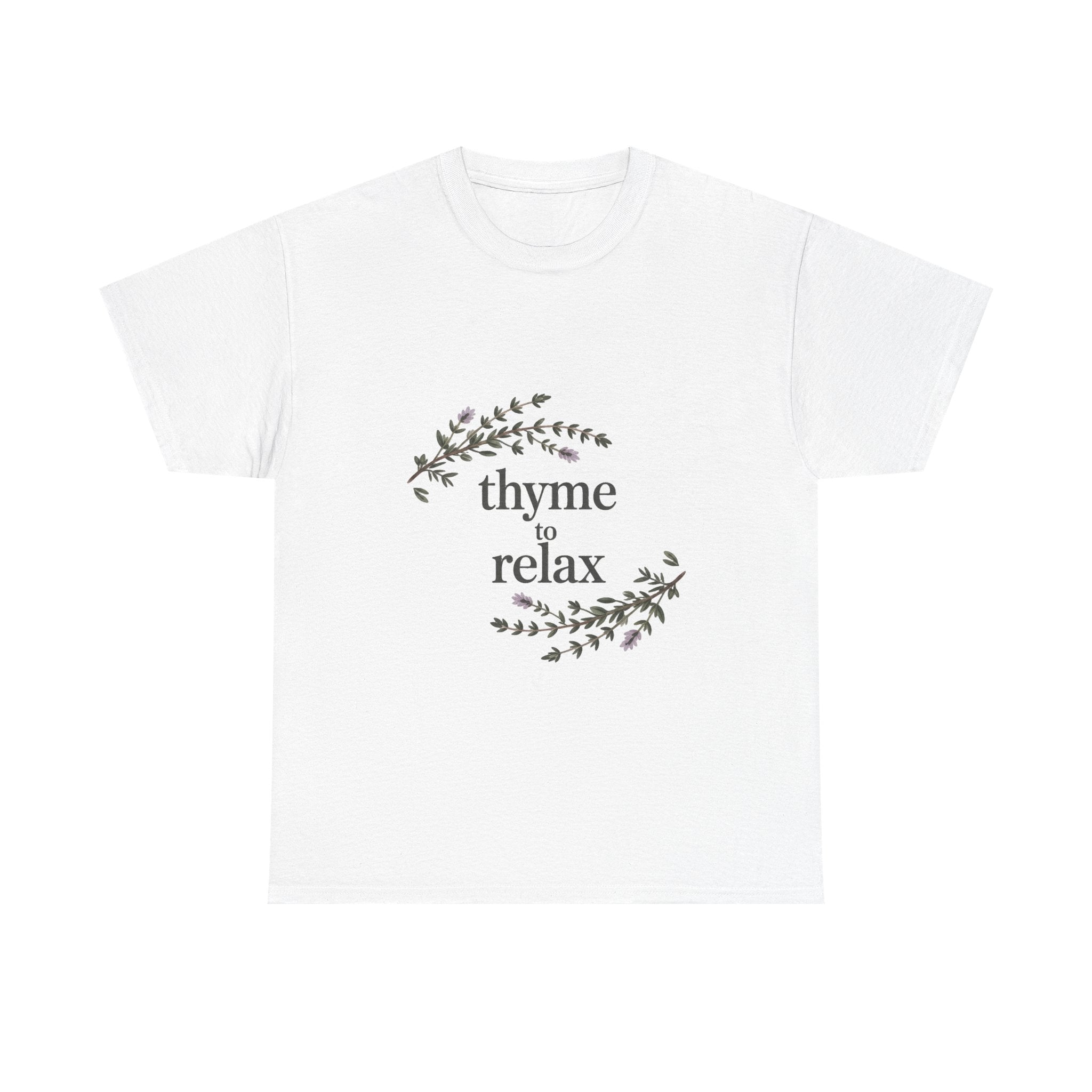 Relax Tee — “Thyme to Relax” Herbal Floral Graphic T-Shirt