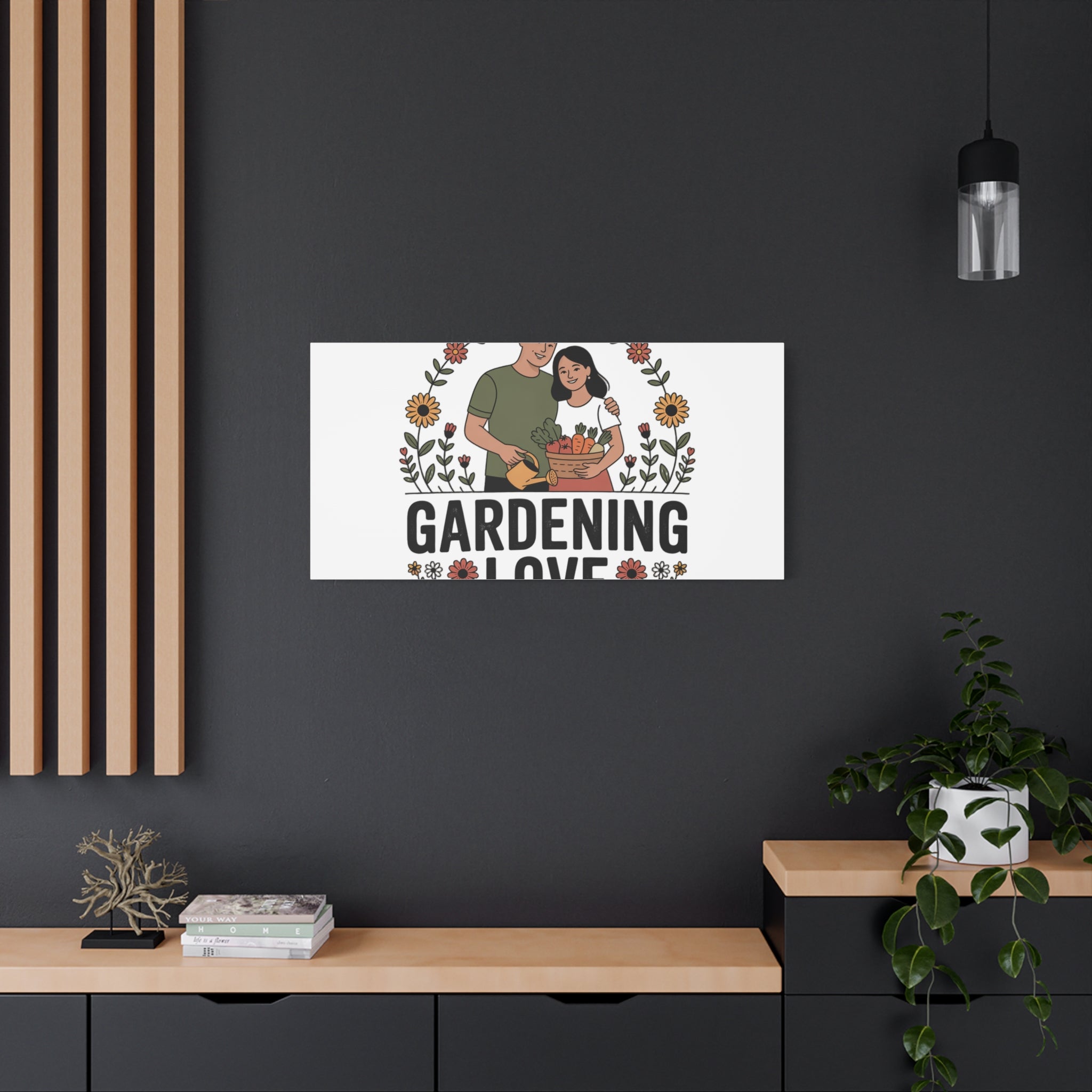Gardening Love Canvas Print — Couple Gardening Wall Art