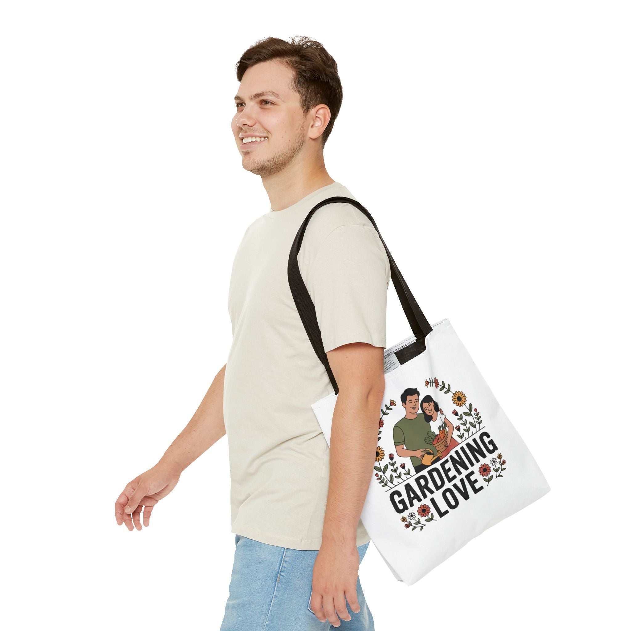 Gardening Love Tote Bag — Floral Couples Gardeners Market Bag