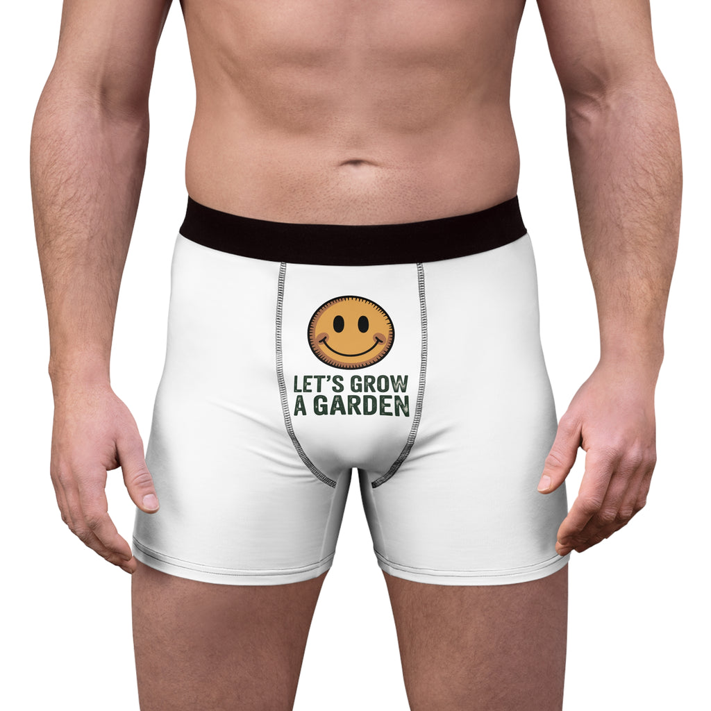 Boxer Briefs — 'Let’s Grow a Garden' Smiley Logo Men's Boxer Briefs