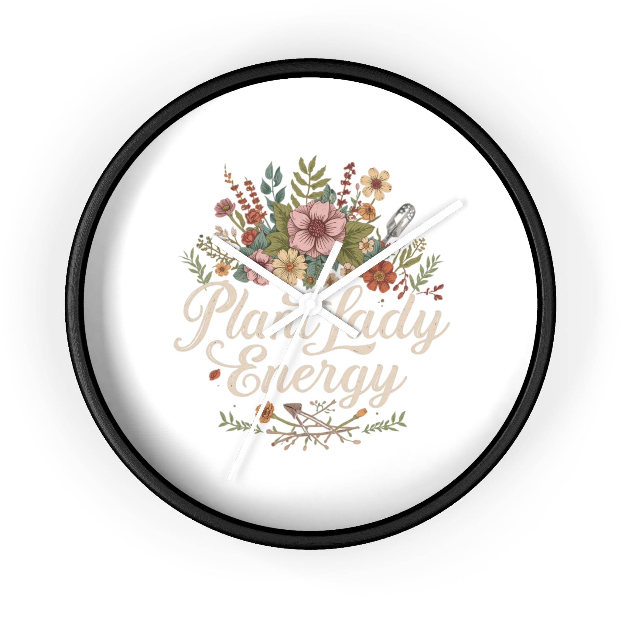 Plant Lady Energy Wall Clock — Floral Botanical Home Decor Gift