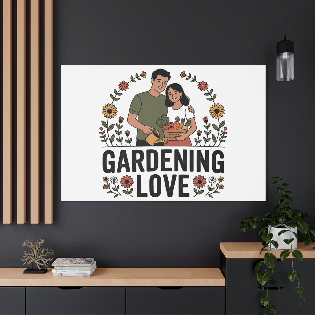 Gardening Love Canvas Print — Couple Gardening Wall Art