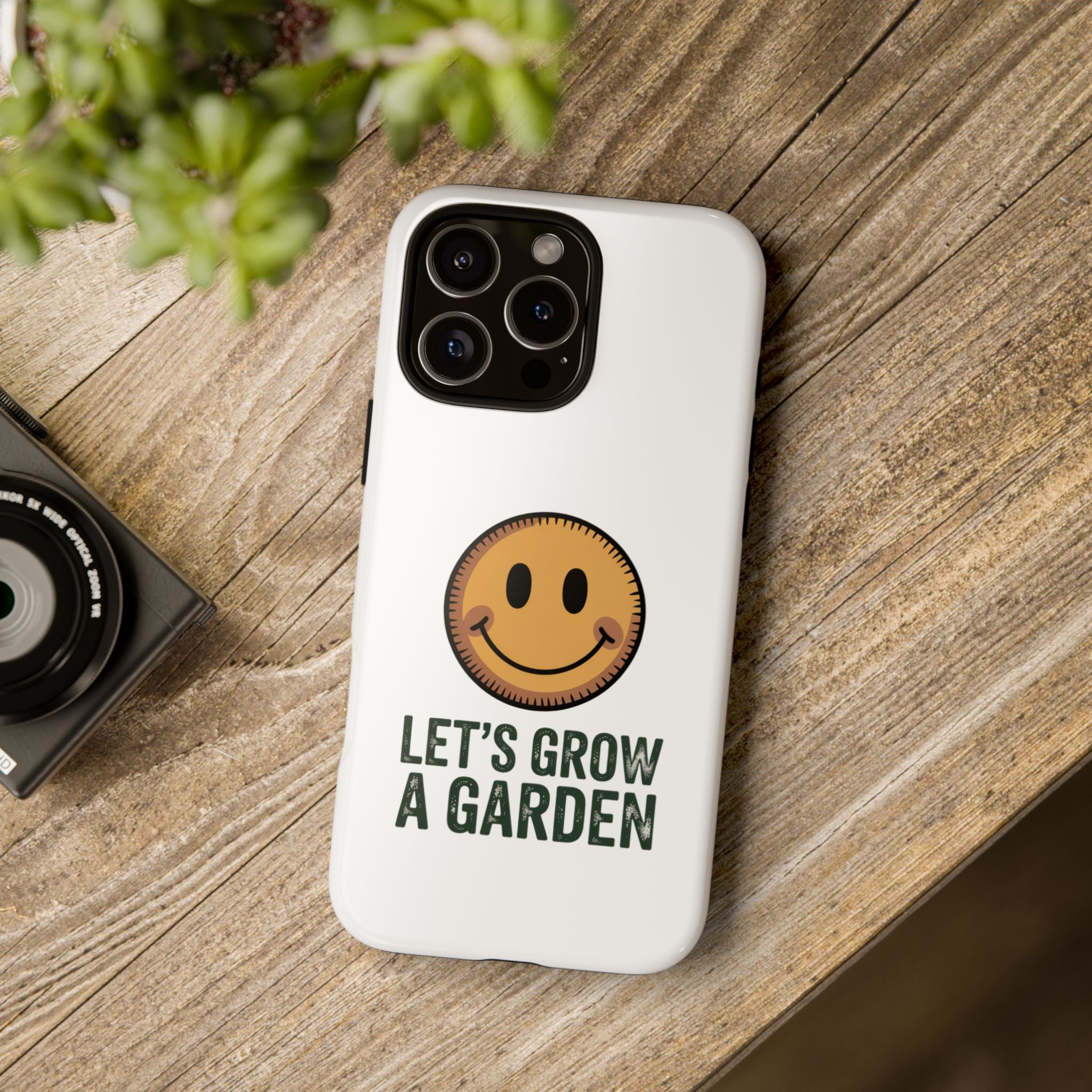 Phone Case — "Let's Grow a Garden" Smiley Plant Lover Protective Case