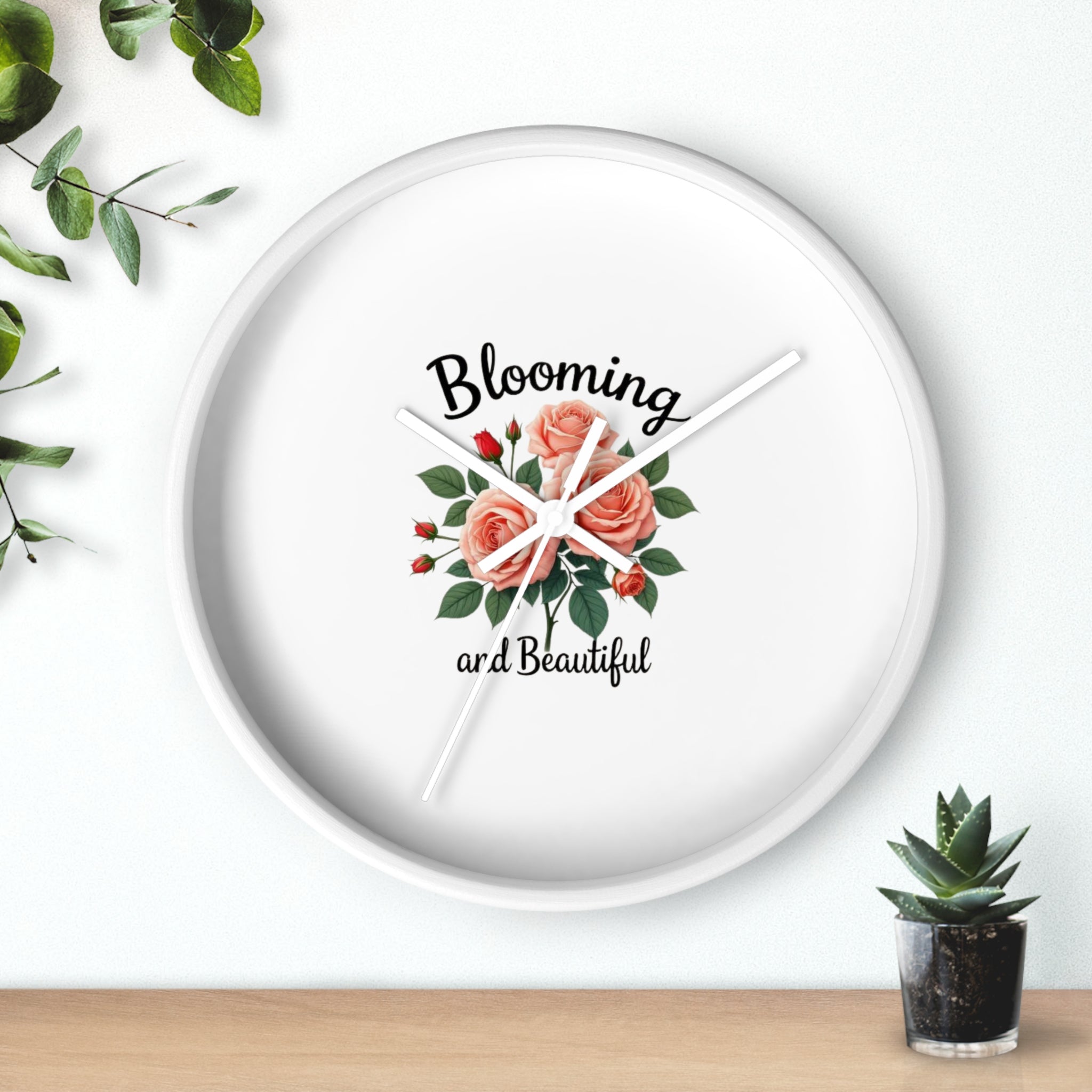 Blooming and Beautiful Wall Clock — Floral Rose Decorative Home Clock