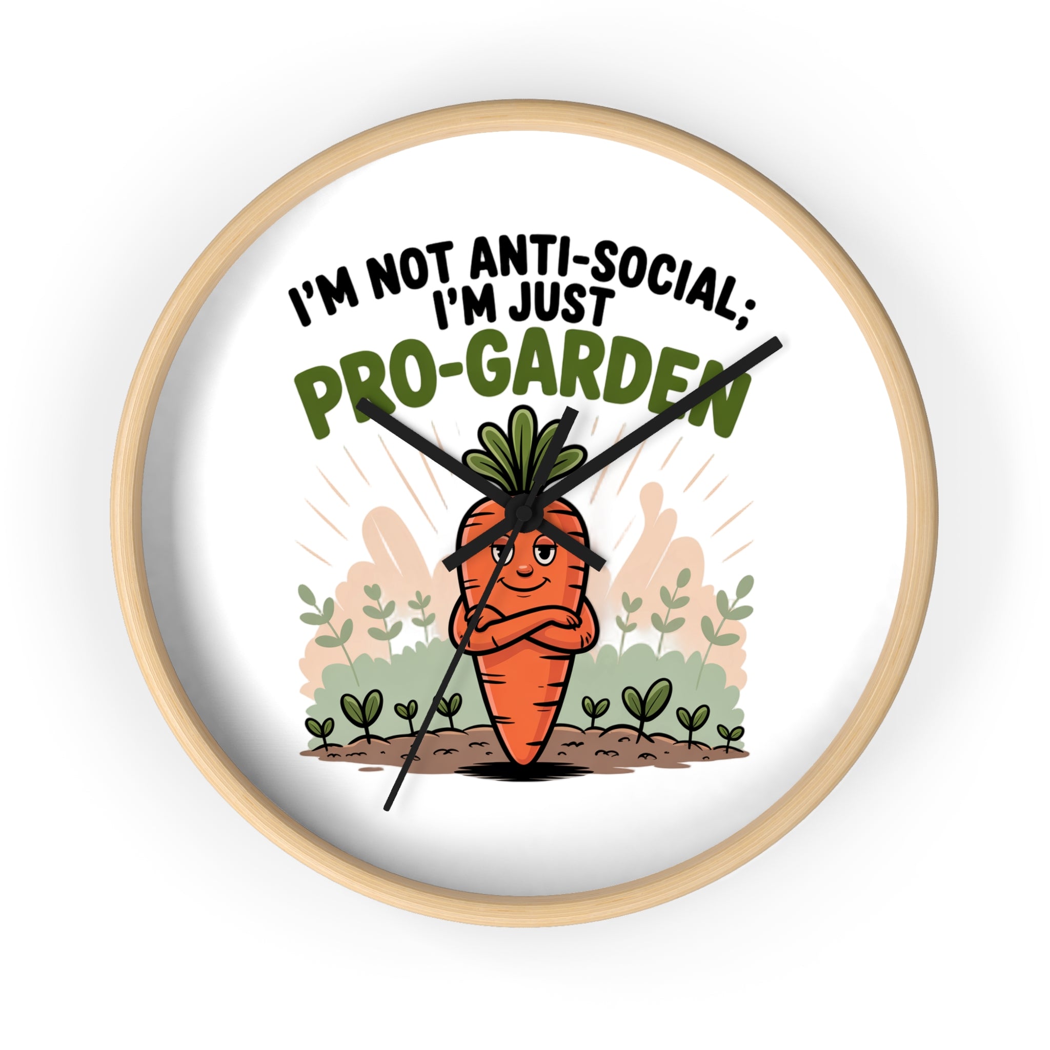 Pro-Garden Wall Clock – "I’m Not Anti-Social, I’m Just Pro-Garden" Carrot Design