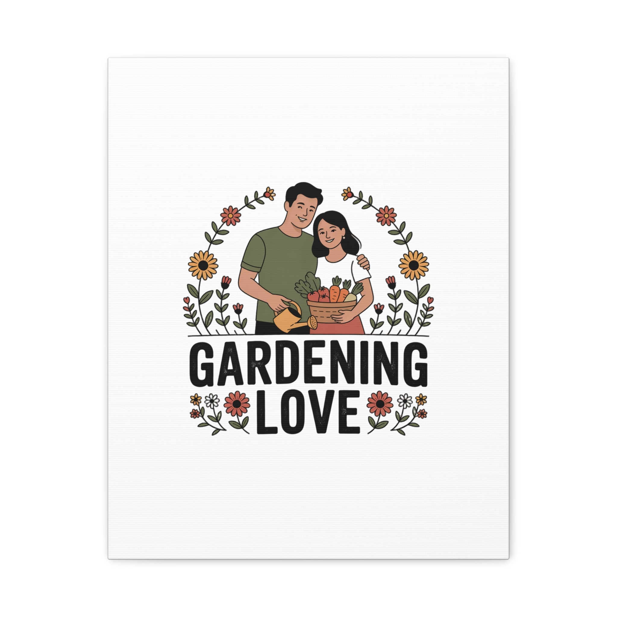 Gardening Love Canvas Print — Couple Gardening Wall Art