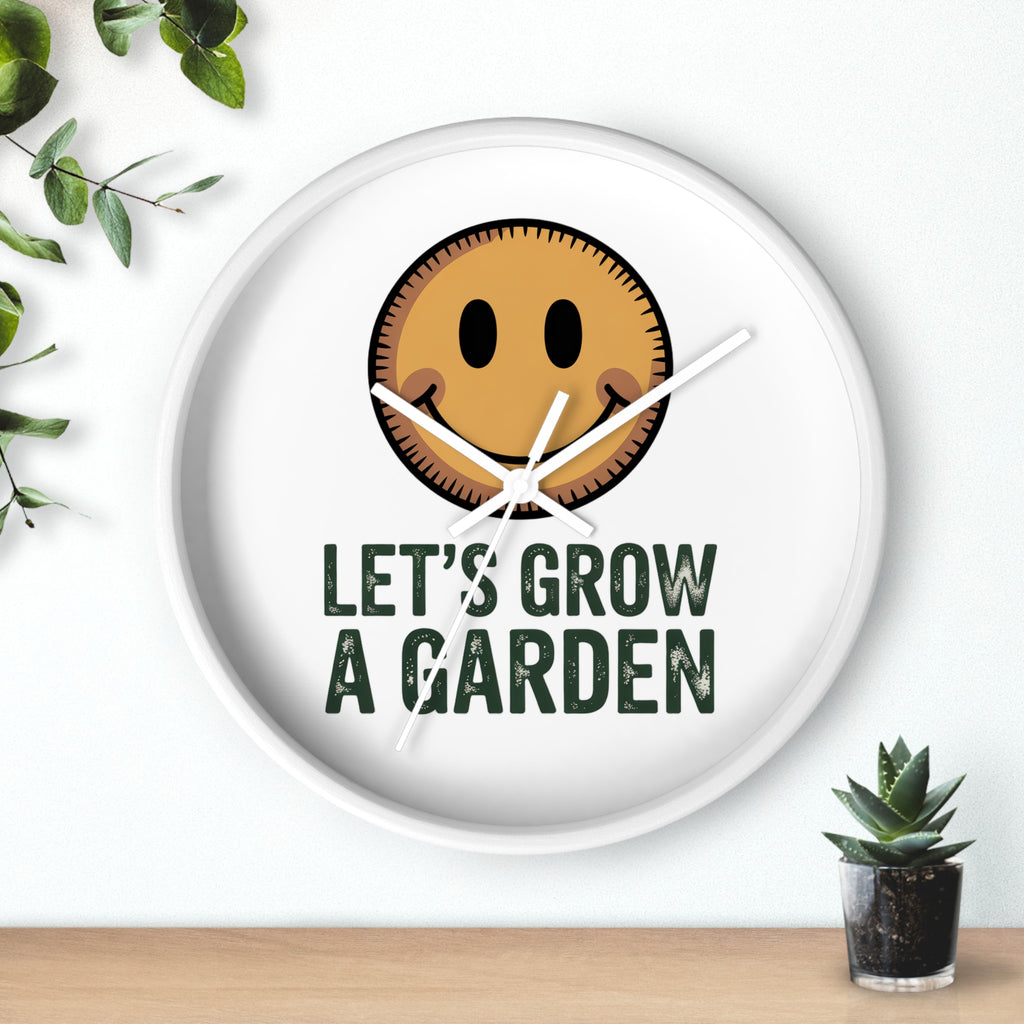 Garden Smile Wall Clock – "Let's Grow a Garden" Decorative Clock for Gardeners