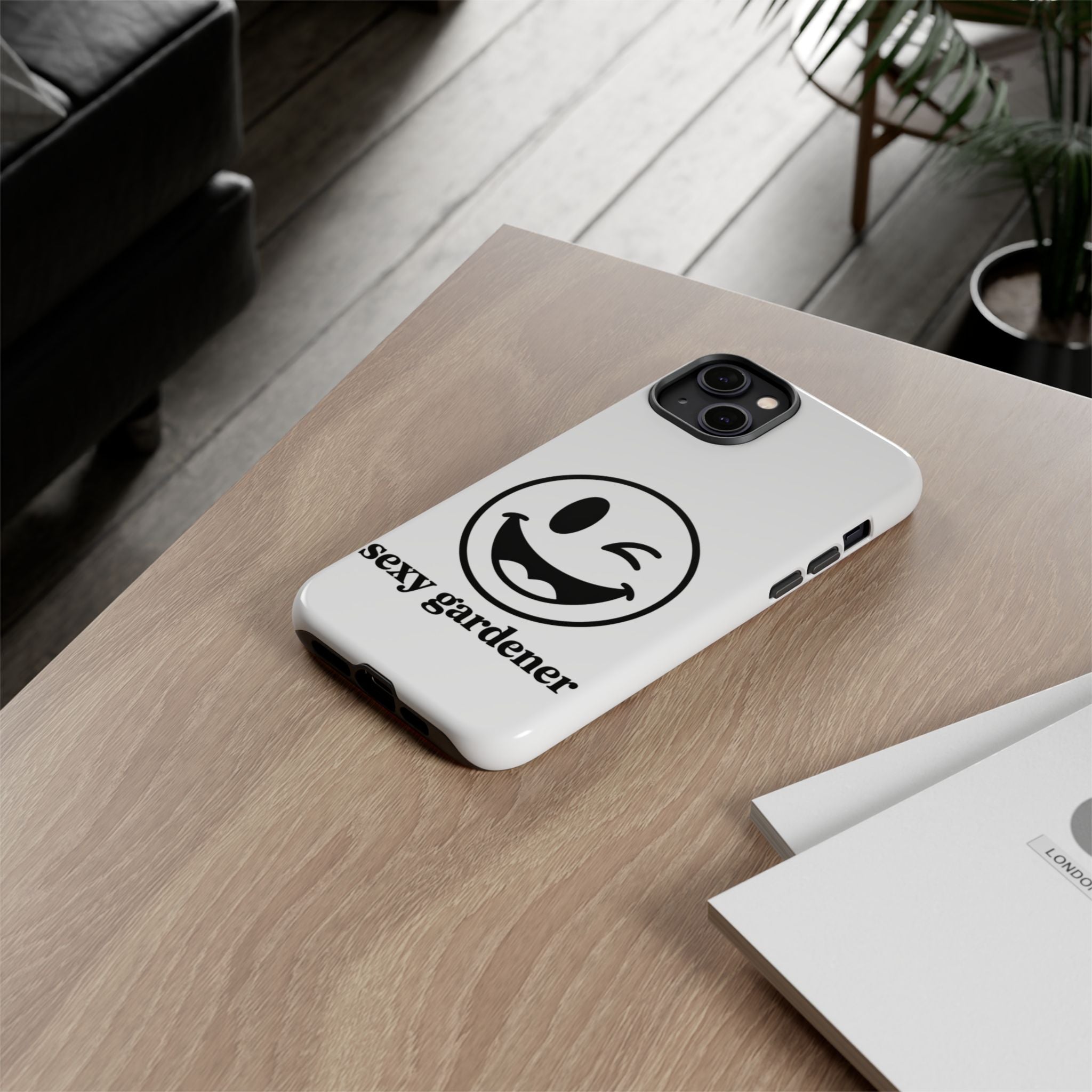Phone Case — Winking Smiley “sexy gardener” Graphic