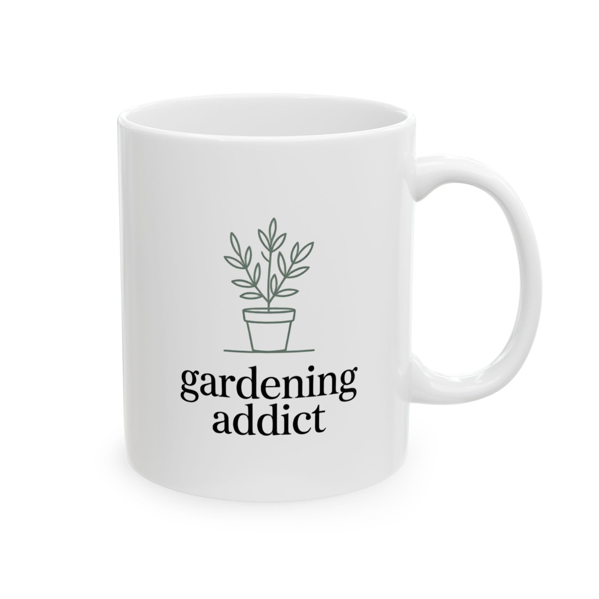 Gardening Addict Ceramic Mug — Minimal Potted Plant (11oz & 15oz)