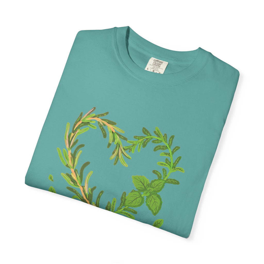 Herb Heart T-Shirt — "Love Herbs" Botanical Garden Tee for Plant Lovers