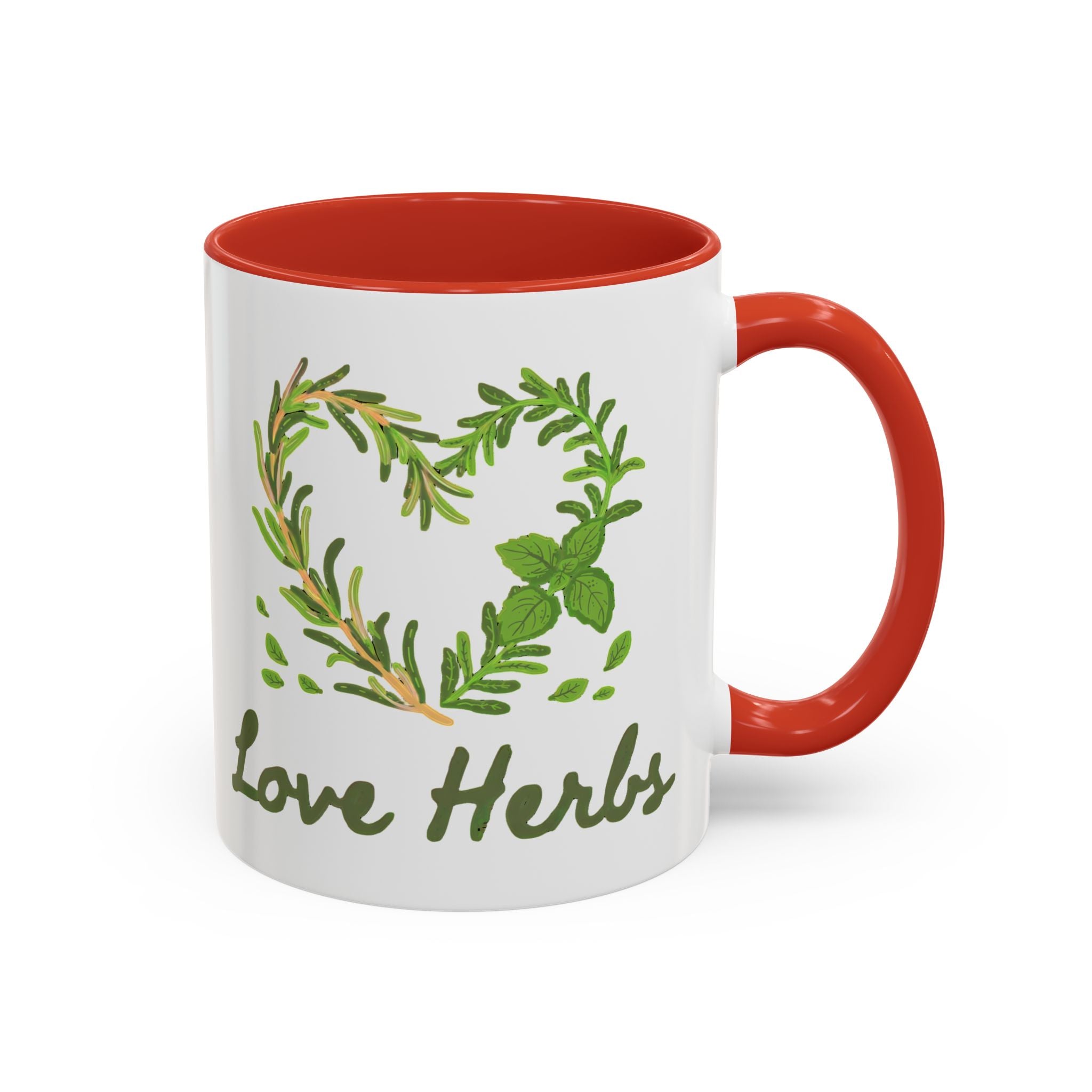 Herb Heart Accent Coffee Mug – “Love Herbs” Botanical Tea & Coffee Cup