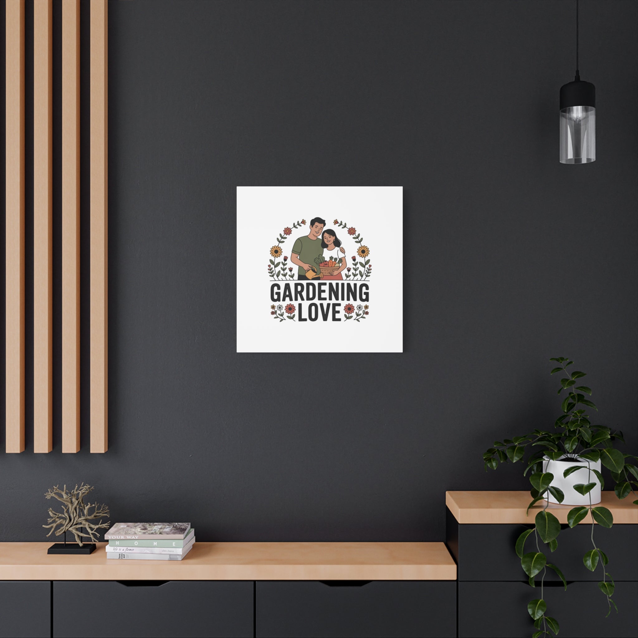 Gardening Love Canvas Print — Couple Gardening Wall Art