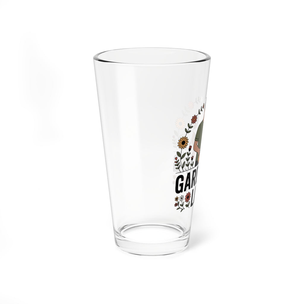 Gardening Love 16oz Mixing Glass – Floral Couple Illustration