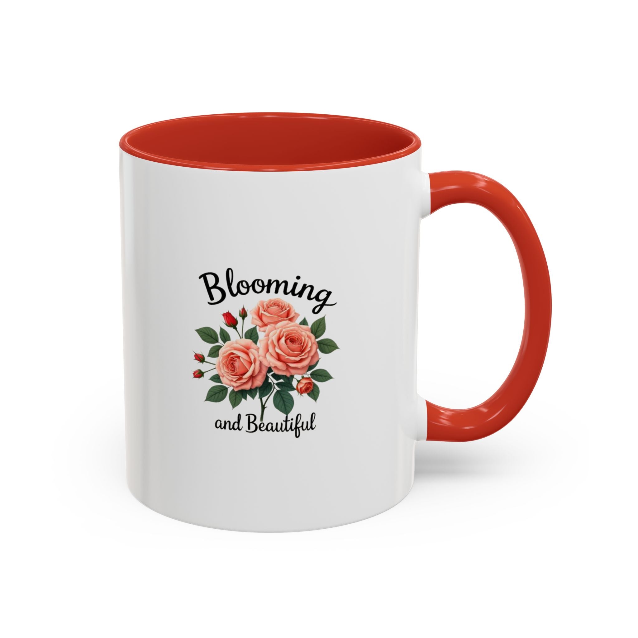 Blooming and Beautiful Accent Coffee Mug - Floral Rose Gift for Mom