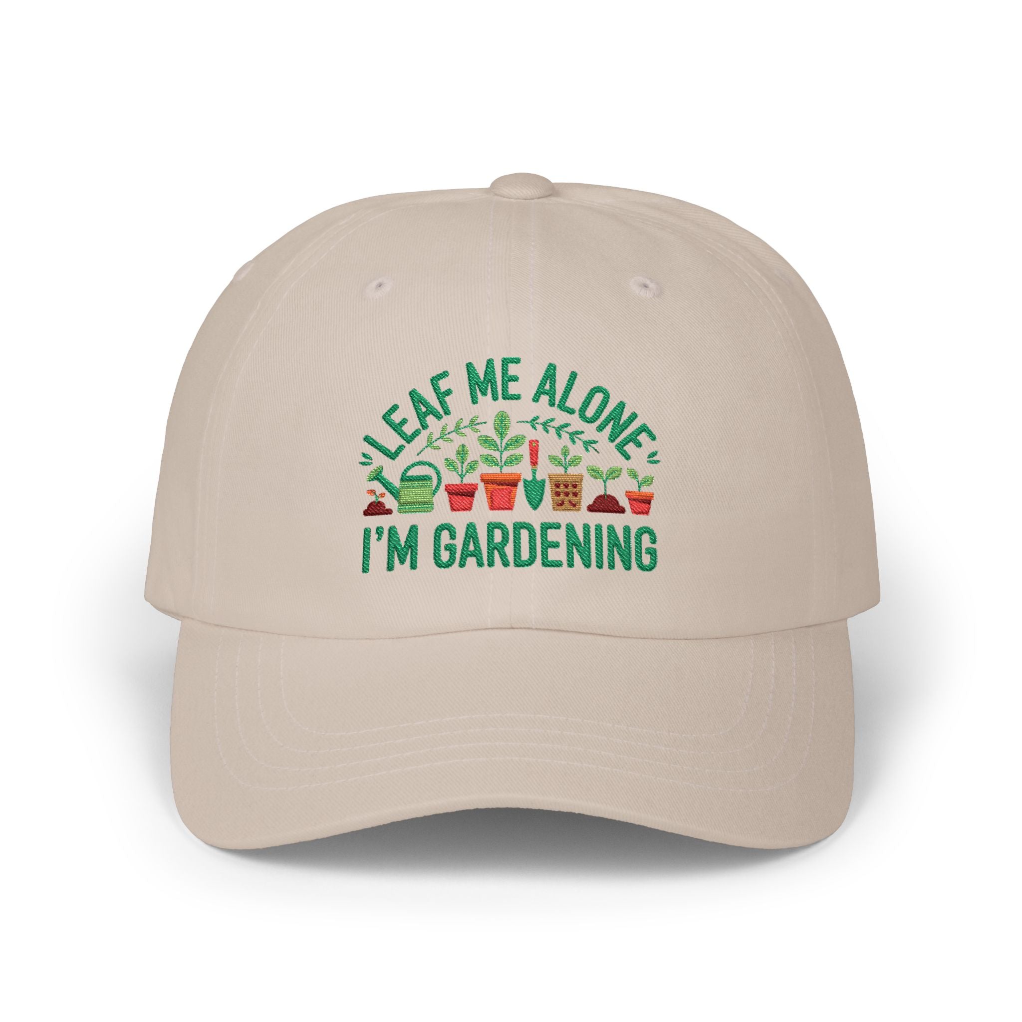 Gardening Dad Cap – "Leaf Me Alone I'm Gardening" Embroidered Hat