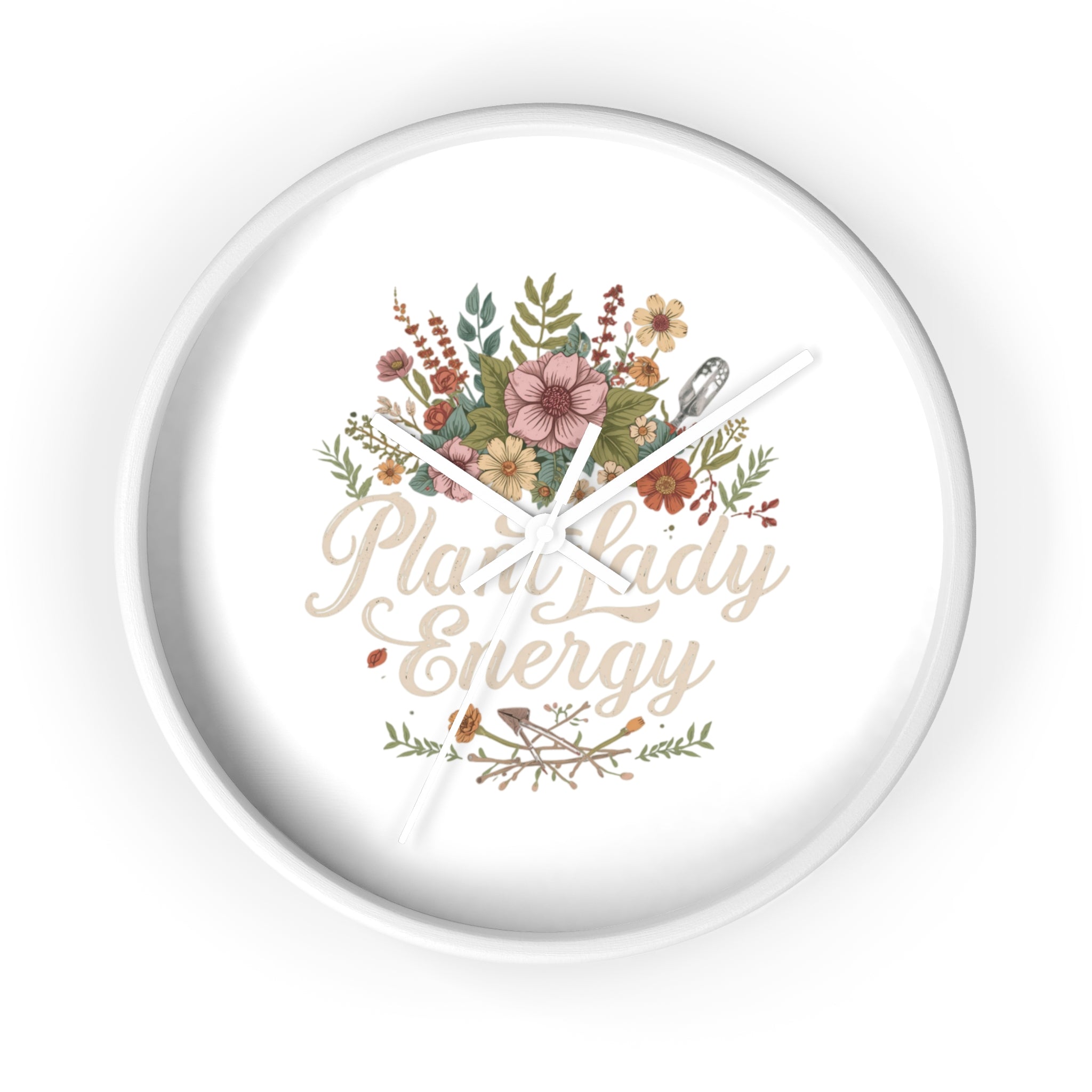 Plant Lady Energy Wall Clock — Floral Botanical Home Decor Gift