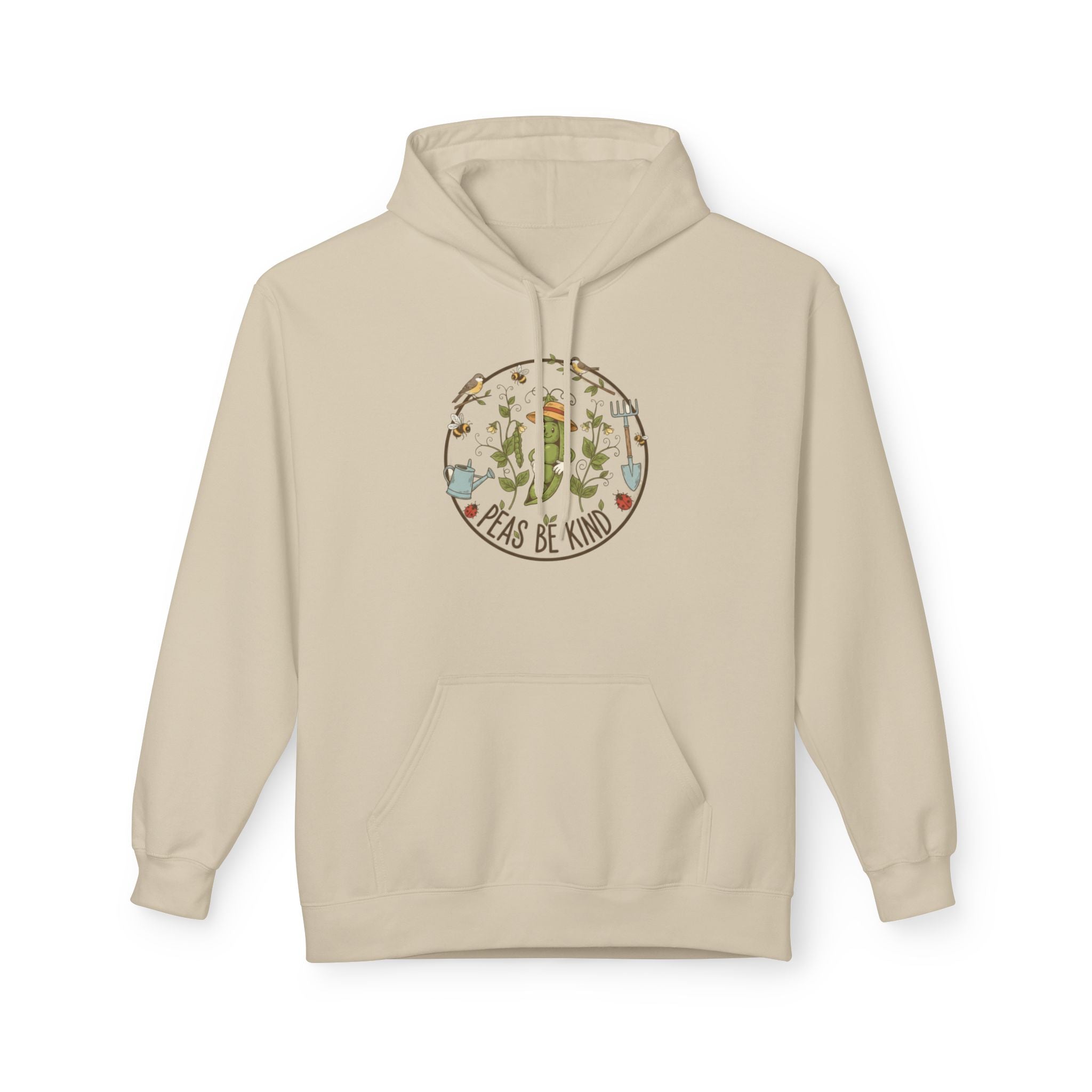 Cute Gardening Hoodie — "Peas Be Kind" Floral Graphic