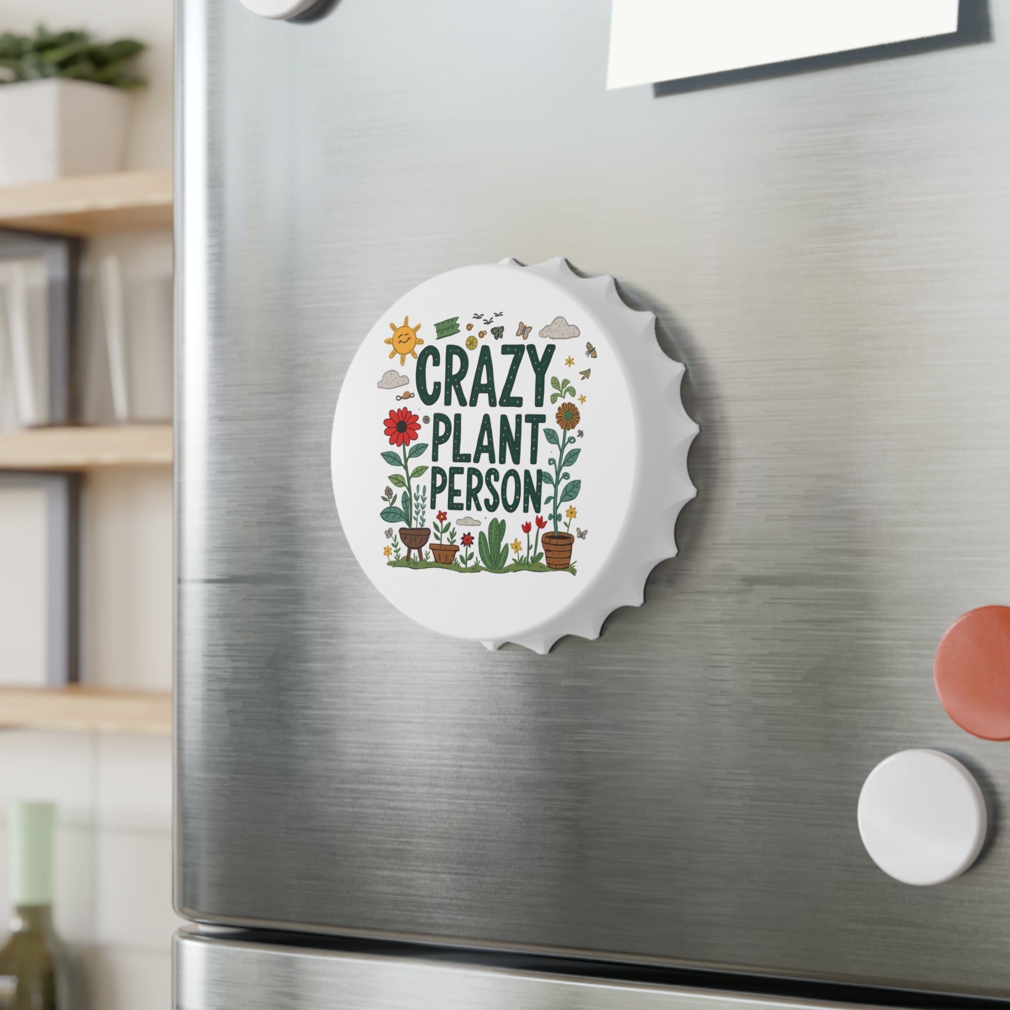 Crazy Plant Person Bottle Opener – Cute Garden Lover Fridge-Magnet Opener