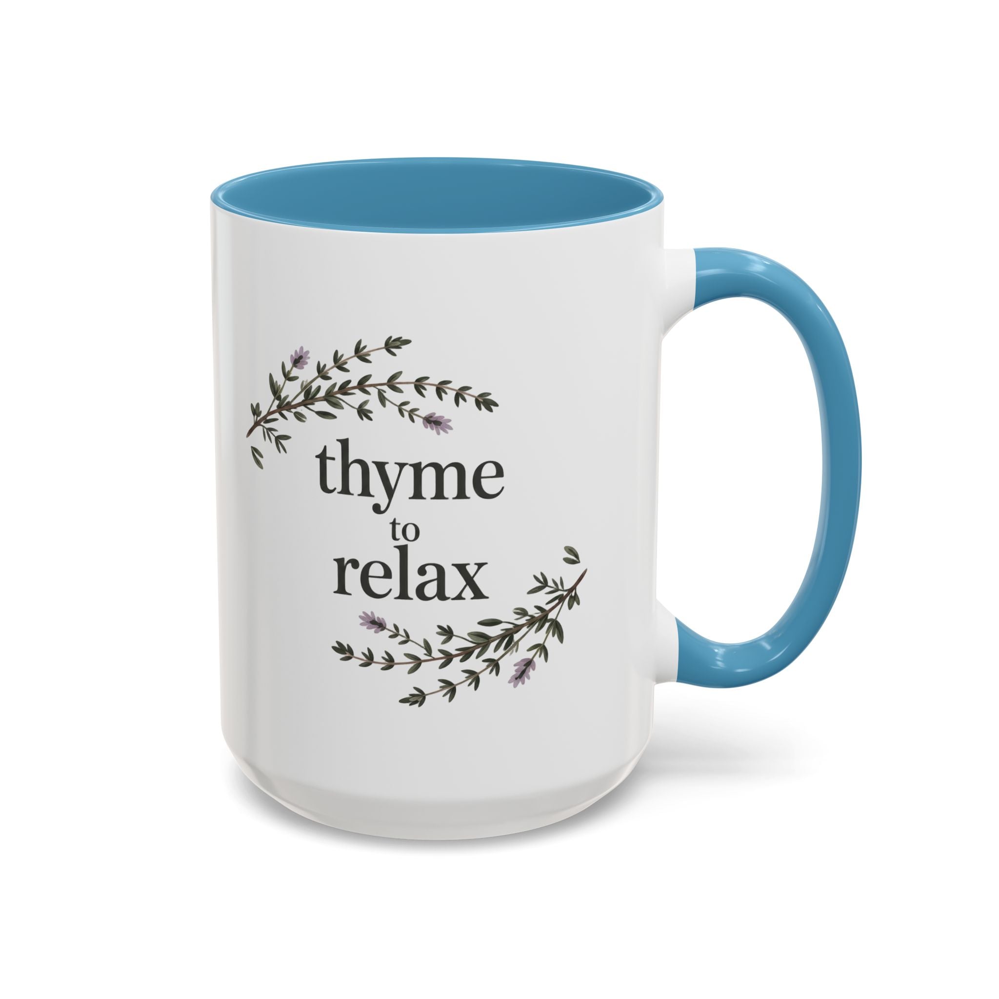 Thyme to Relax Accent Coffee Mug — Herbal Tea & Coffee Cup, Floral Kitchen Gift