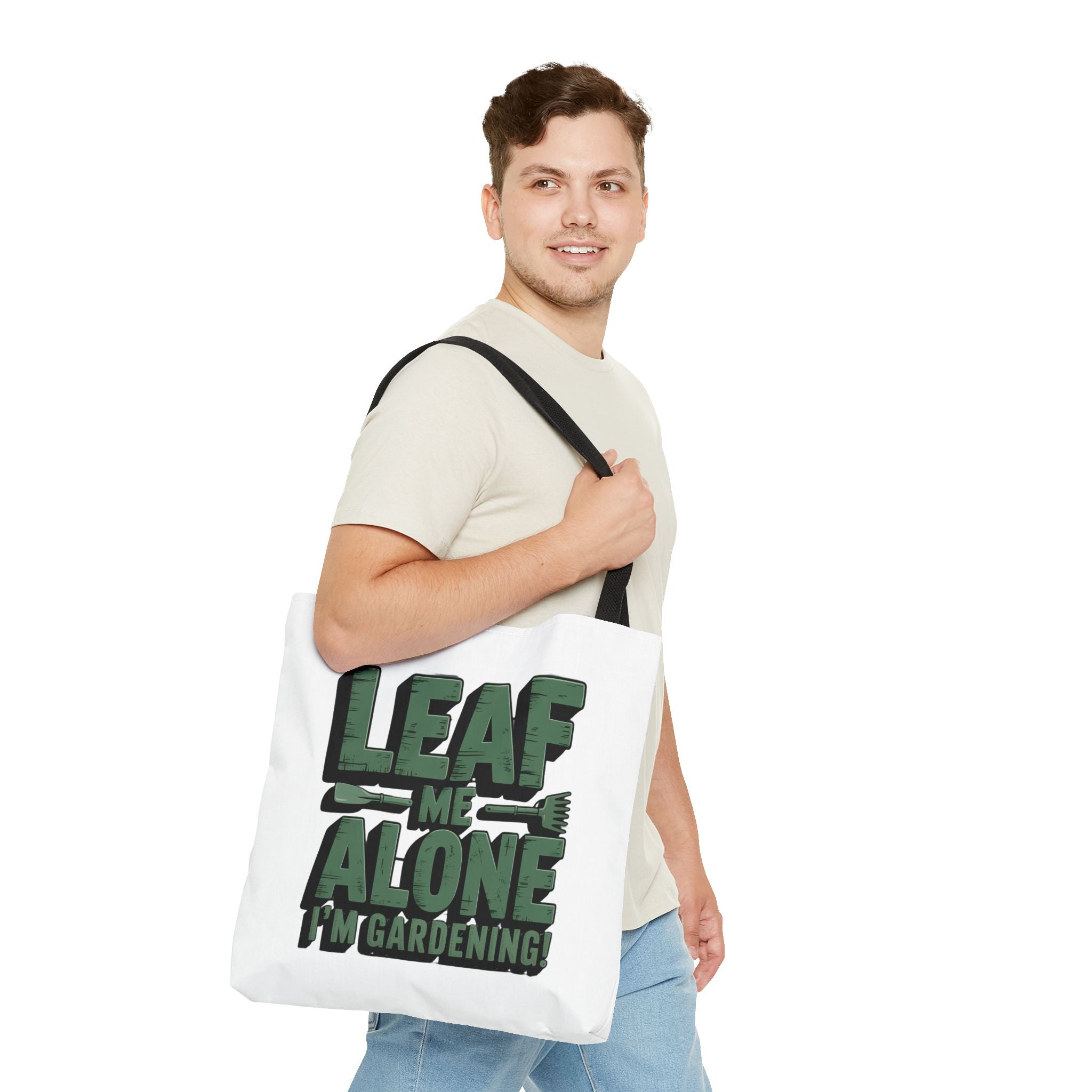 Gardening Tote Bag — "Leaf Me Alone I'm Gardening" Funny Plant Lover Tote