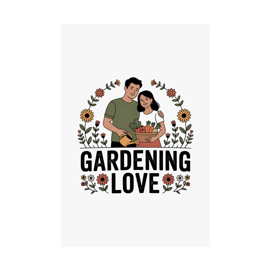 Gardening Love Poster — Couple Gardening Wall Art, Floral Botanical Print