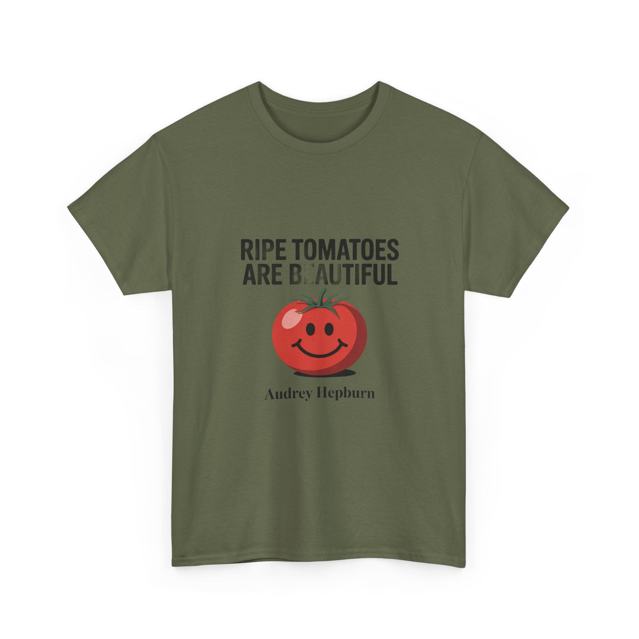 Tomato Smile Graphic Tee — "Ripe Tomatoes Are B.Autiful" Audrey Hepburn Quote