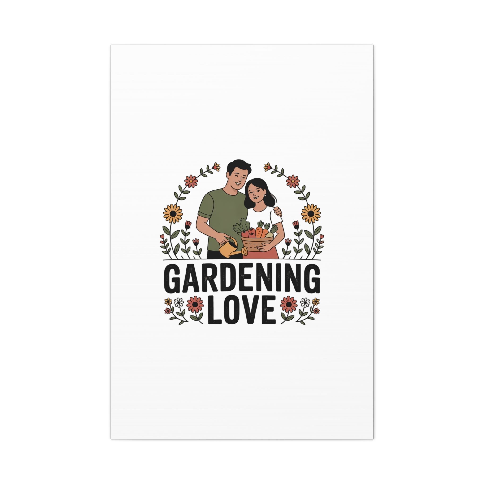 Gardening Love Canvas Print — Couple Gardening Wall Art