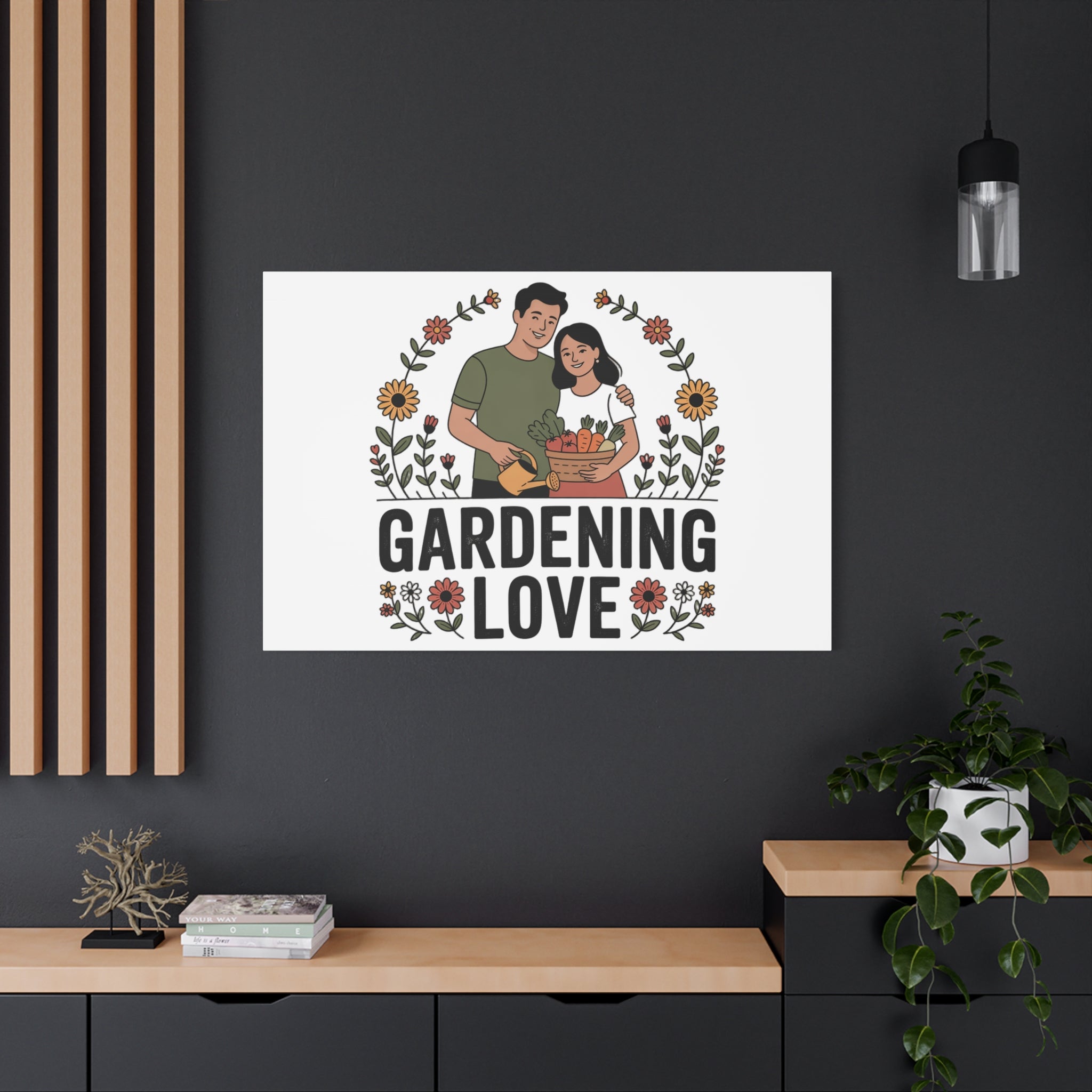 Gardening Love Canvas Print — Couple Gardening Wall Art