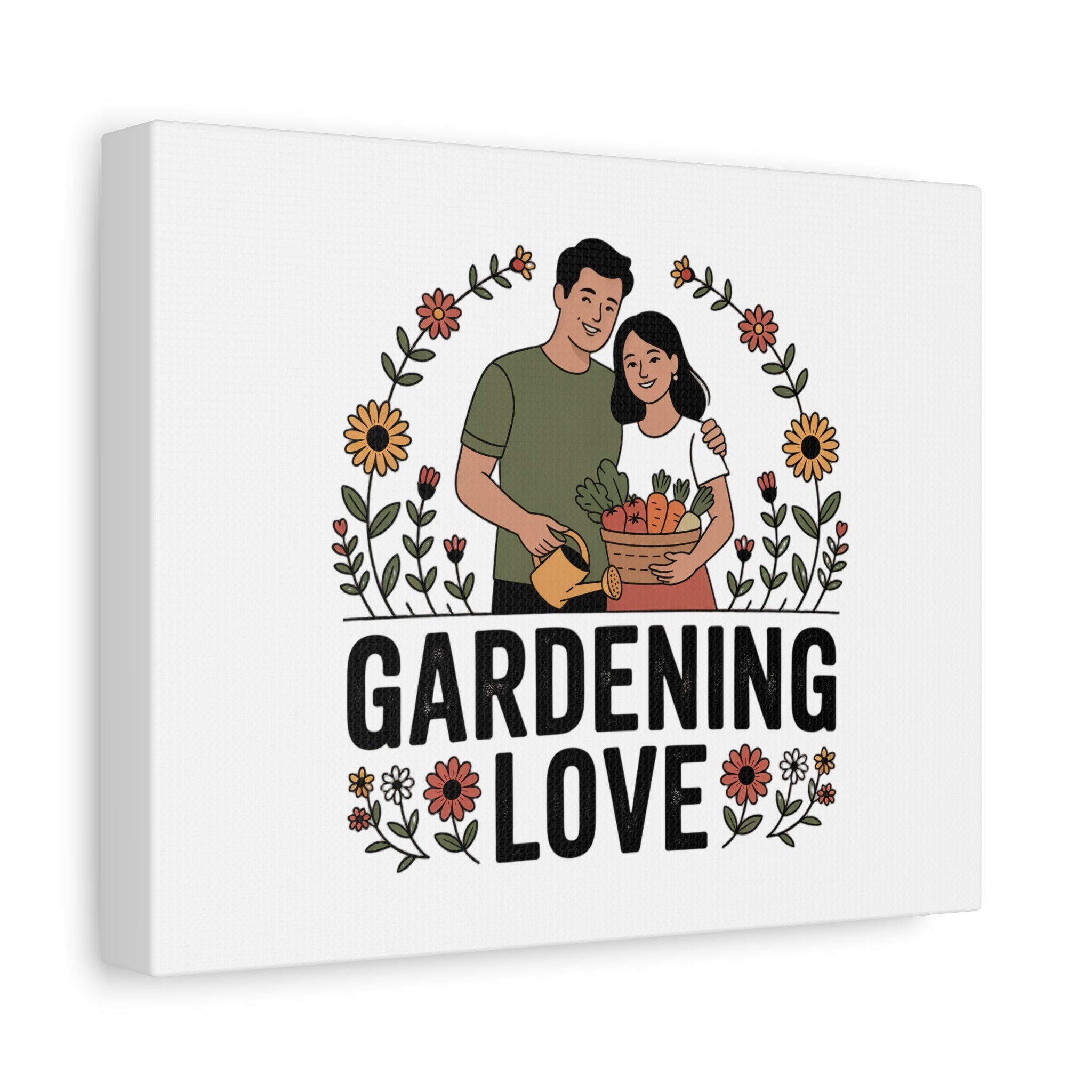 Gardening Love Canvas Print — Couple Gardening Wall Art