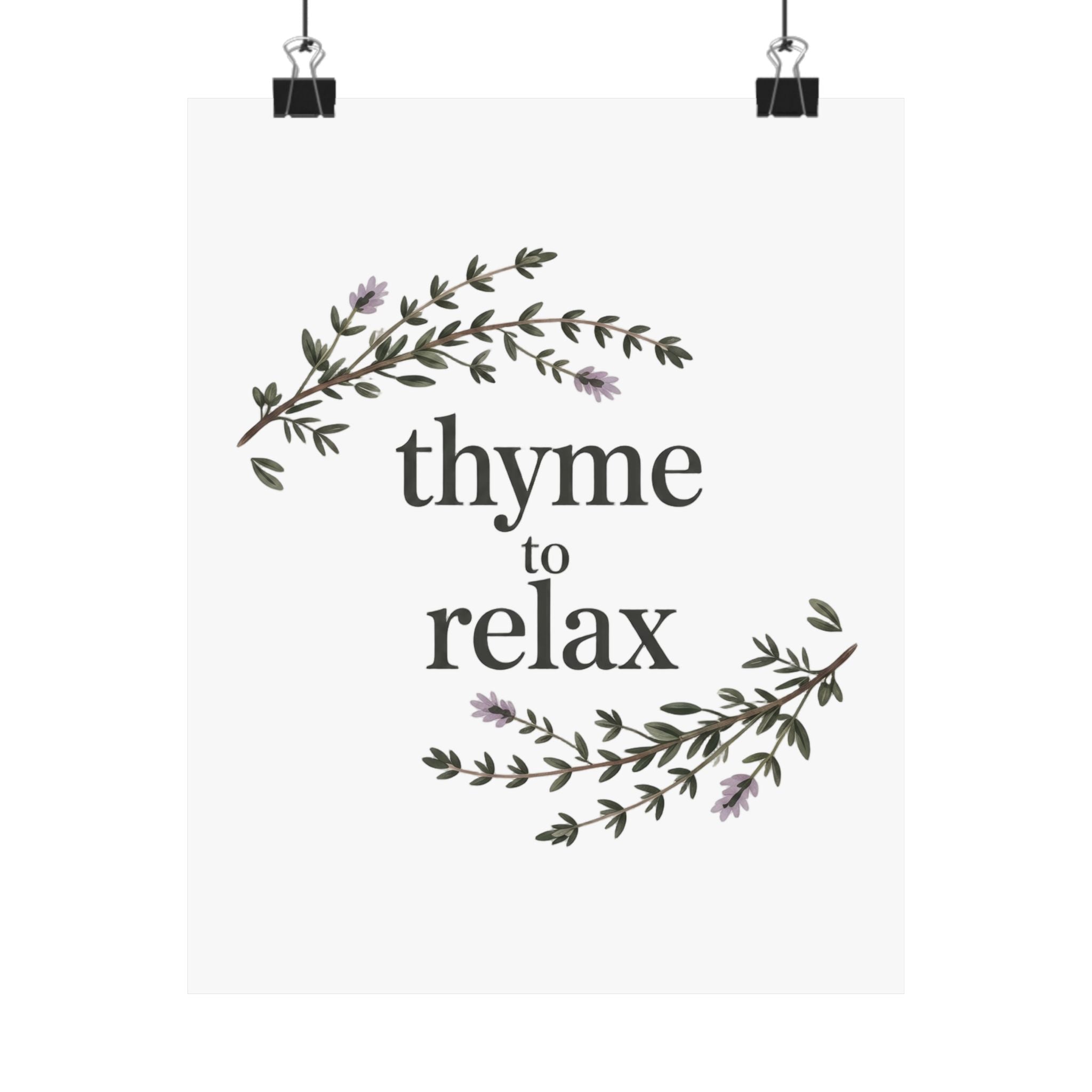 Thyme to Relax Botanical Poster — Calming Kitchen or Spa Wall Art