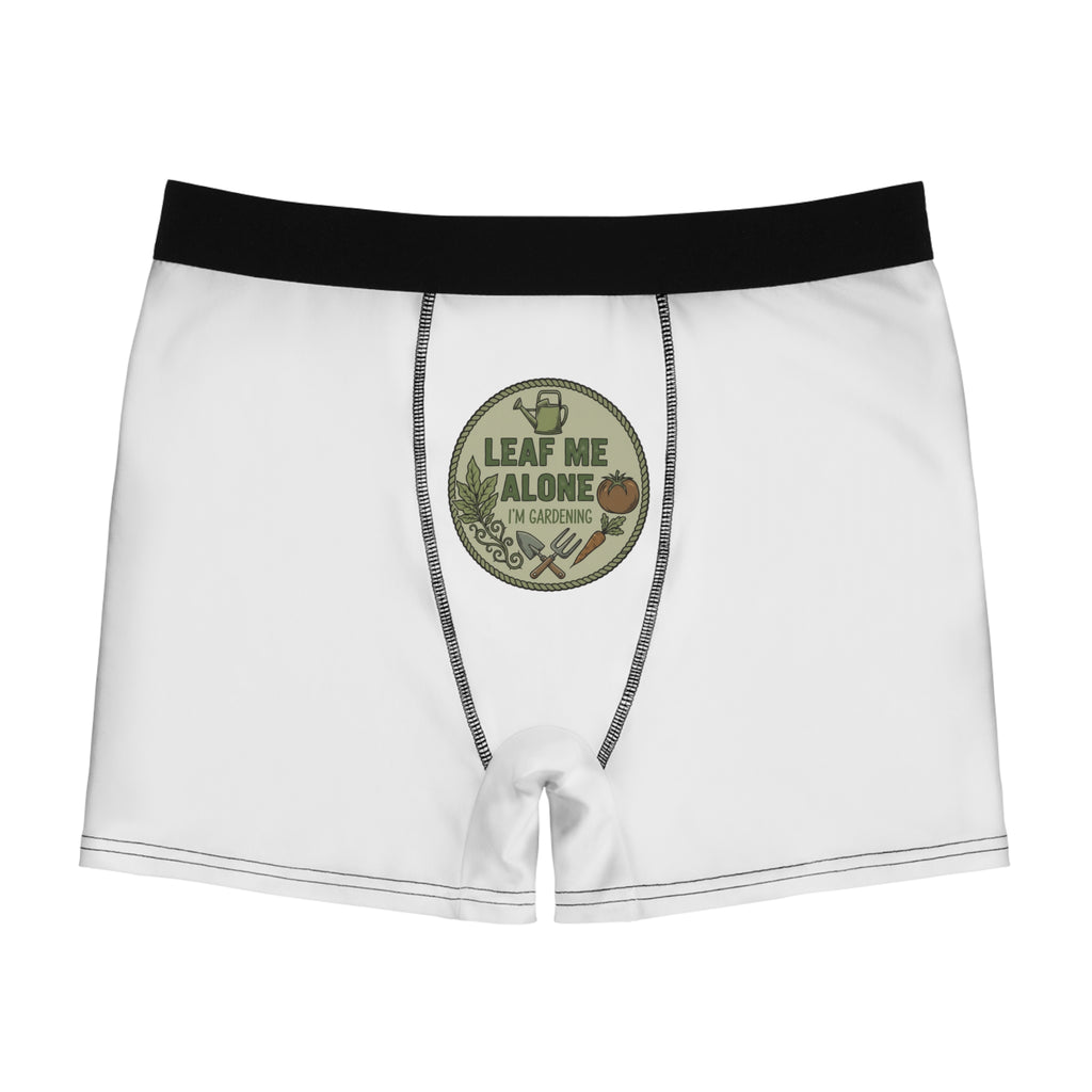 Boxer Briefs — "Leaf Me Alone" Gardening Badge Graphic