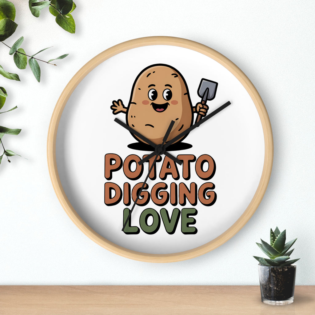 Potato Digging Love Wall Clock — Cute Gardener Kitchen Decor