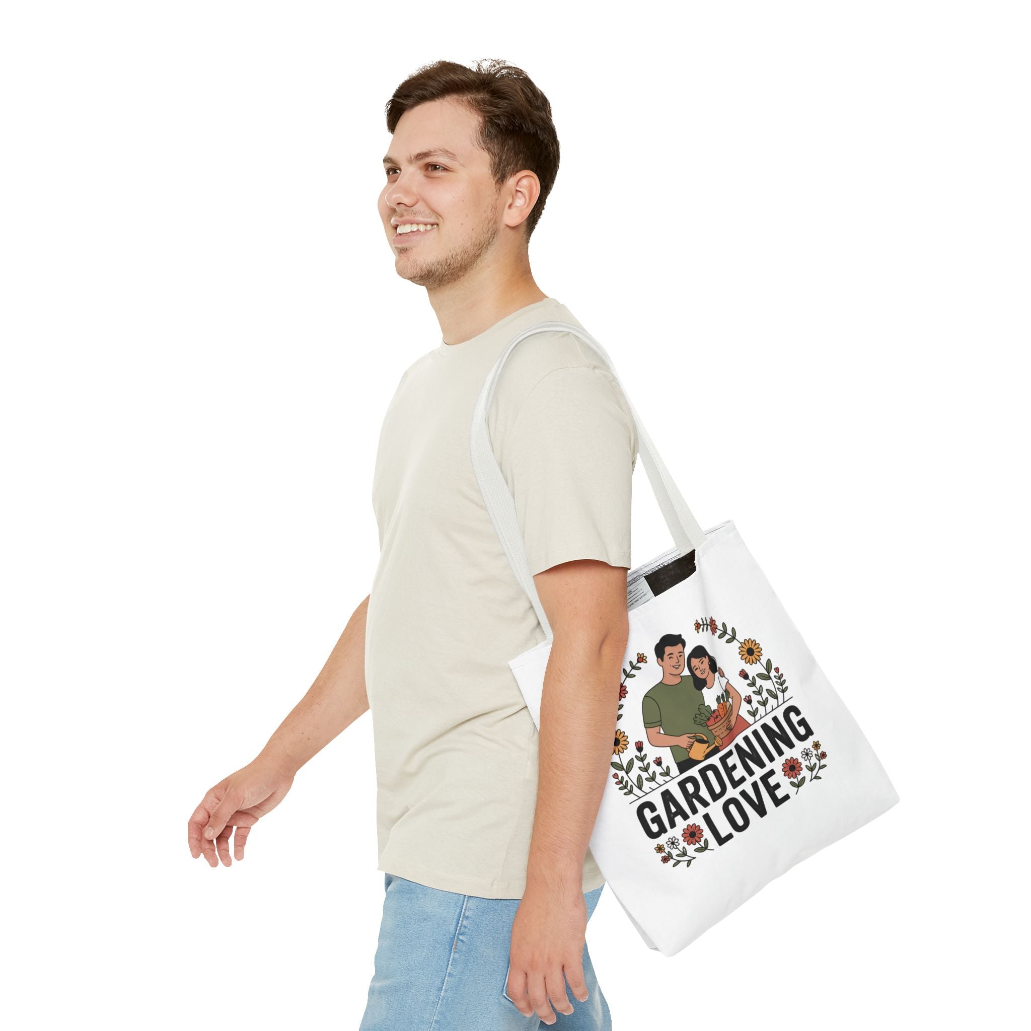 Gardening Love Tote Bag — Floral Couples Gardeners Market Bag